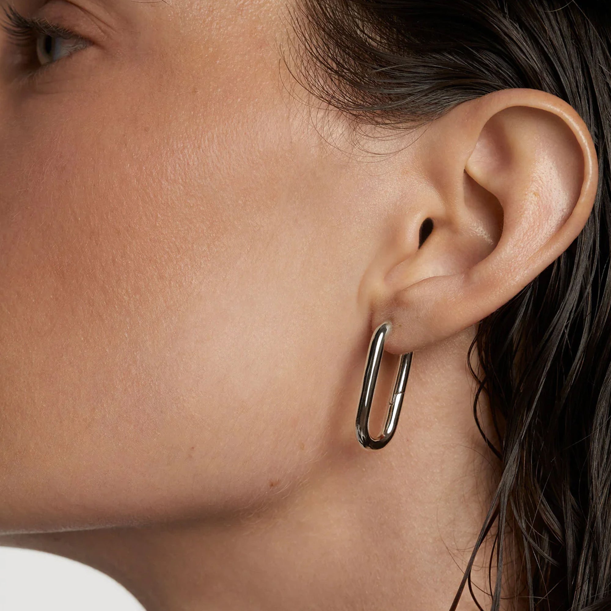 Sterling Silver Beat Hoop Earrings