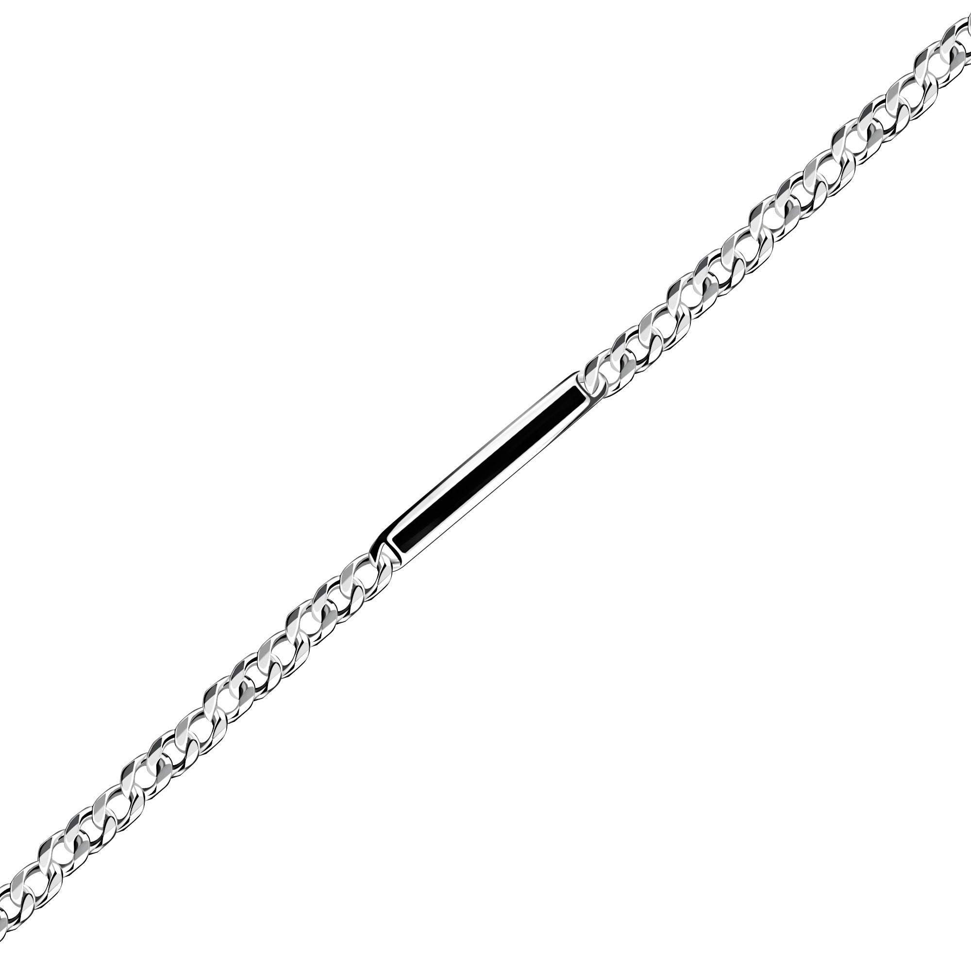 Sterling Silver Whitby Jet Mens Bold Curb Bracelet
