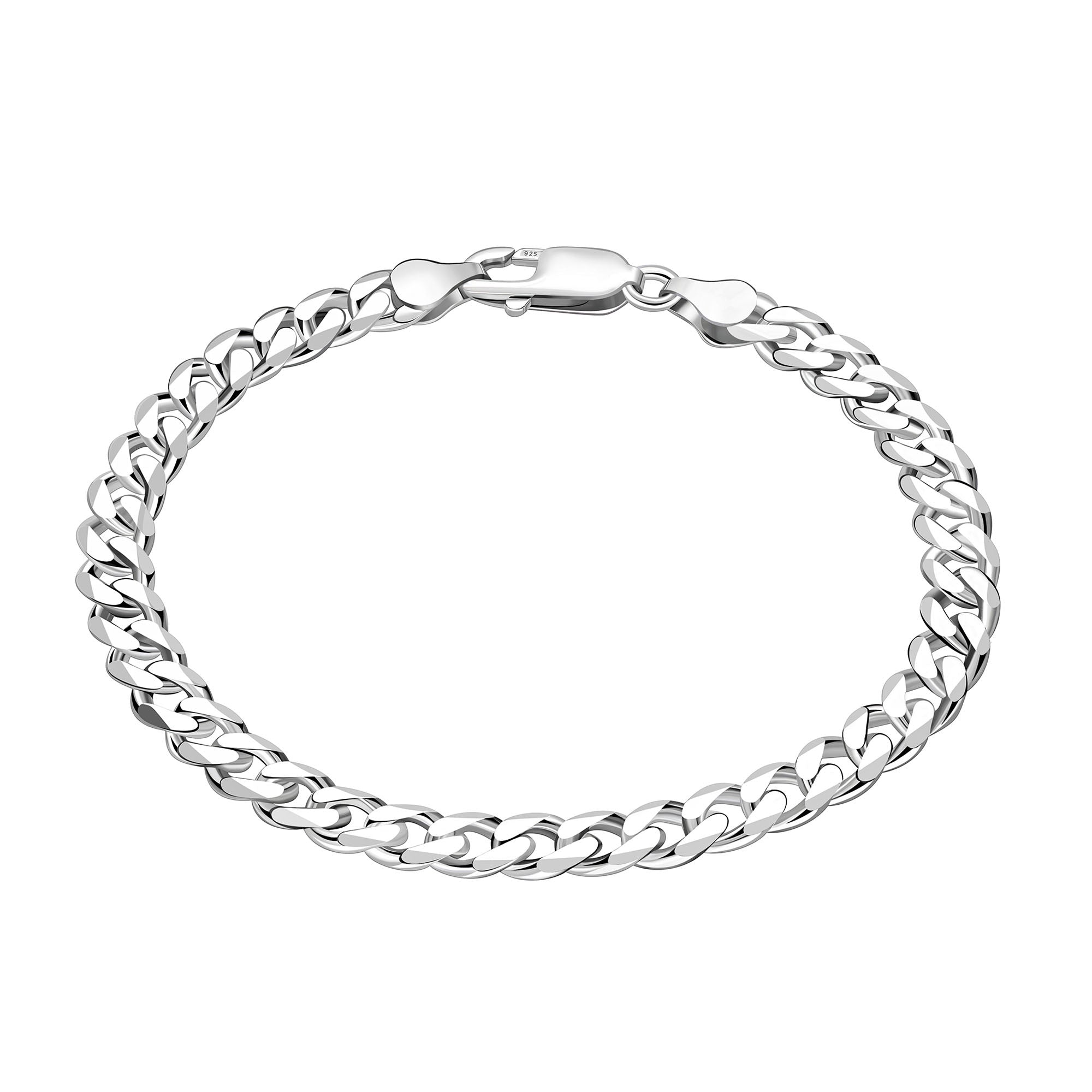 “8.5" Sterling Silver Heavy Curb Bracelet 6.54mm