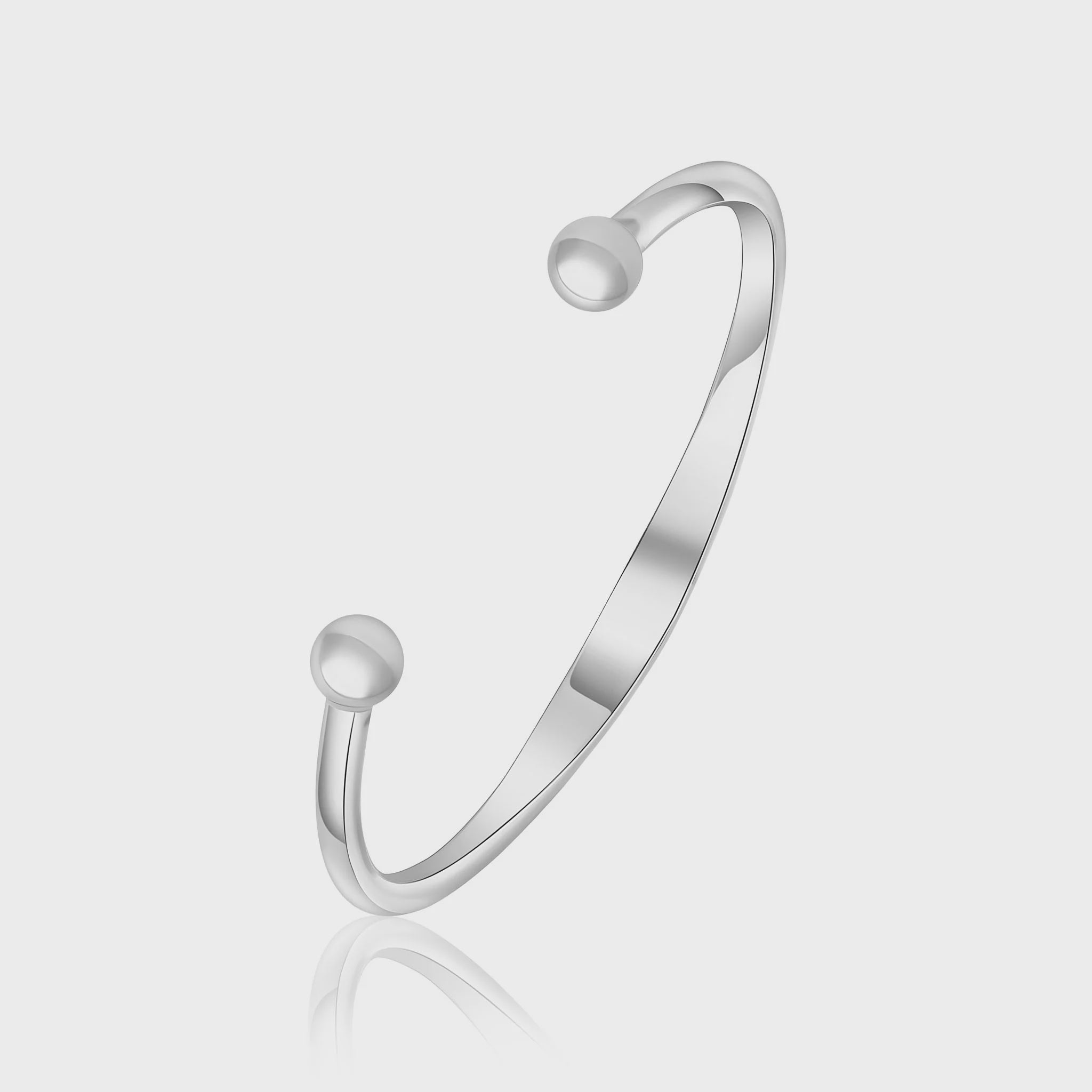 Sterling Silver 4mm Solid Round to Flat Torque Bangle