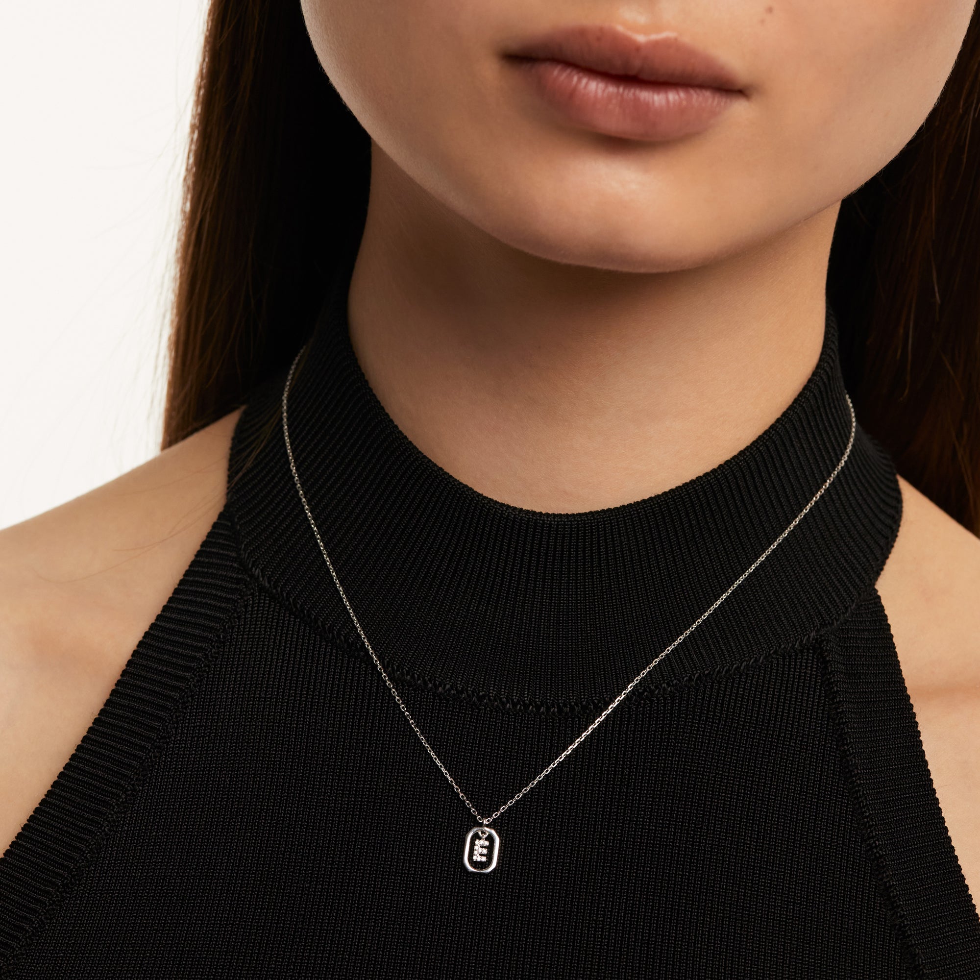 Sterling Silver Mini Letter E Necklace