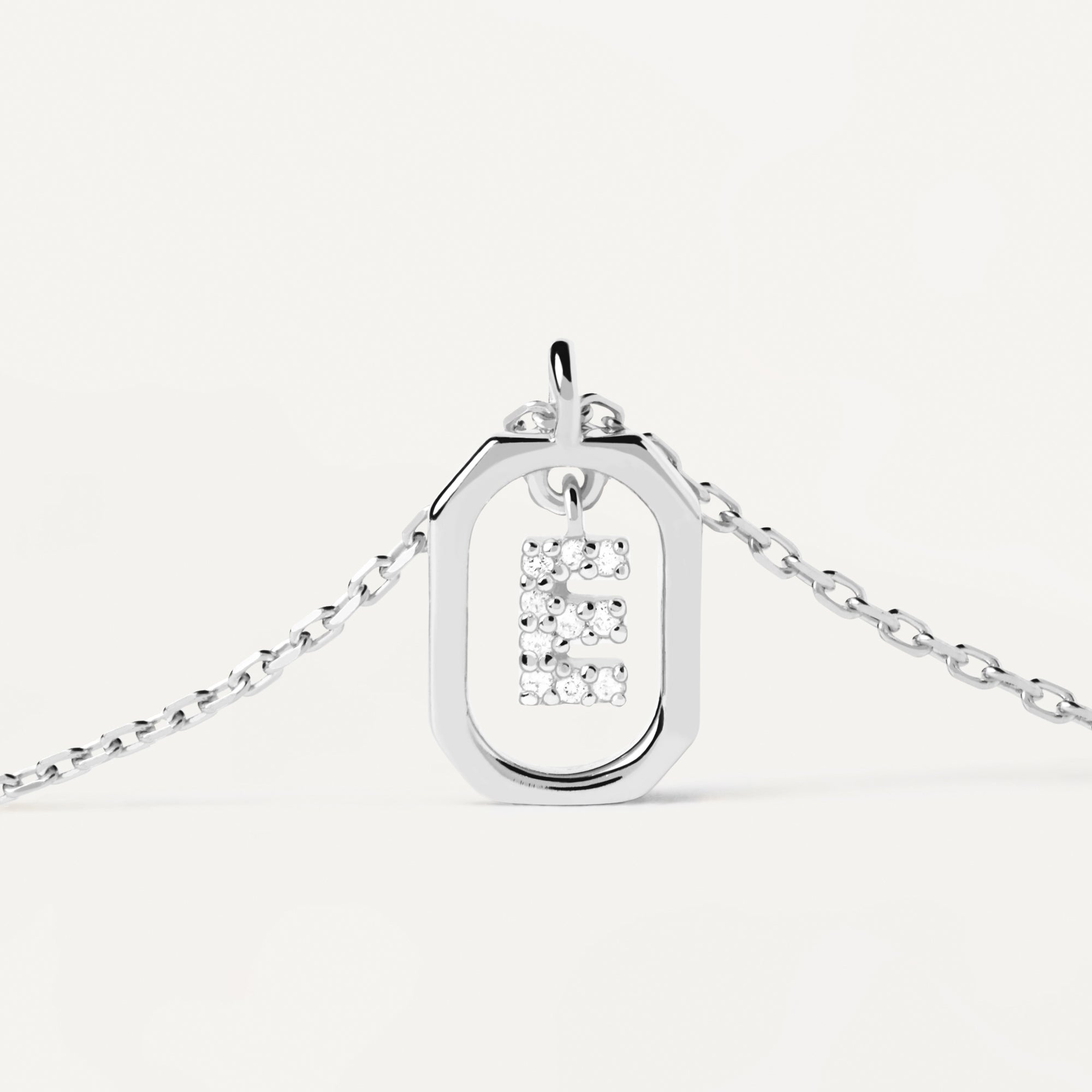 Sterling Silver Mini Letter E Necklace