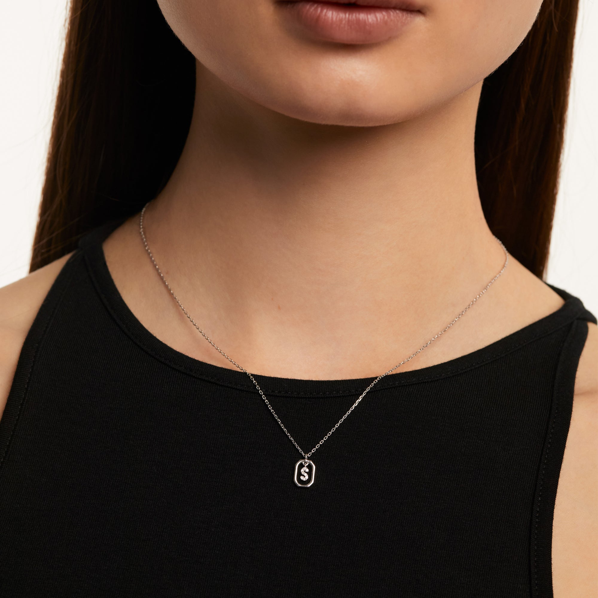 Sterling Silver Mini Letter S Necklace