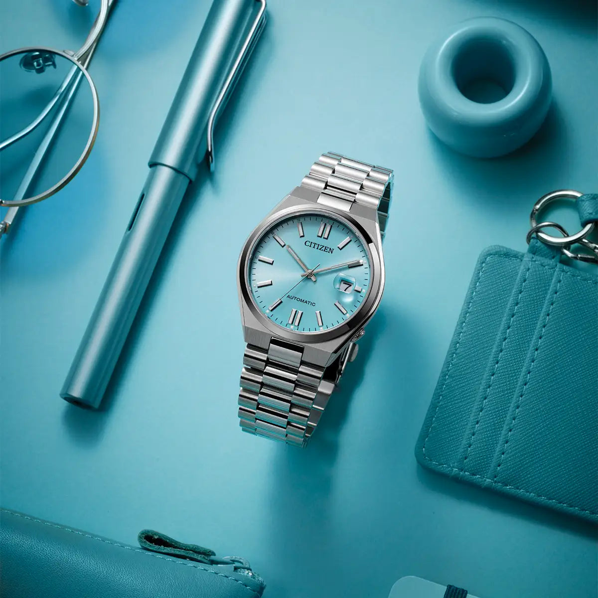 Citizen Tsuyosa Automatic Men’s 40mm Ice Blue Dial Stainless Steel Watch NJ0151-53M