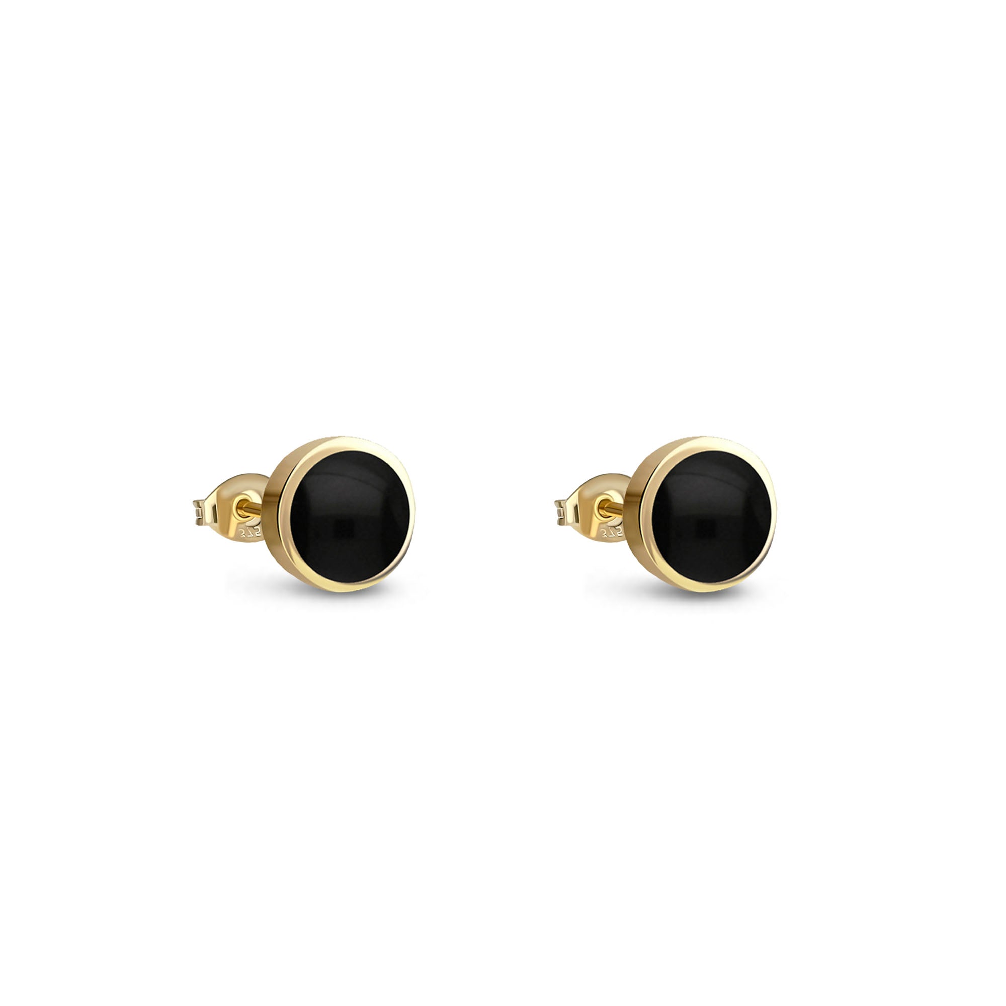 9ct Yellow Gold Whitby Jet 3mm Dinky Round Stud Earrings