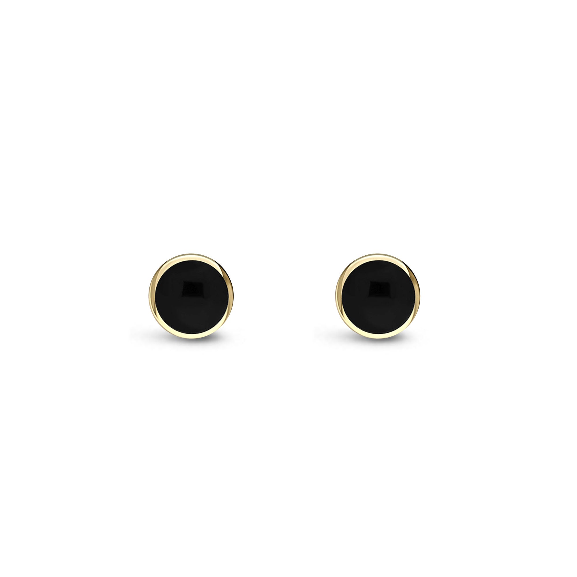 9ct Yellow Gold Whitby Jet 3mm Dinky Round Stud Earrings