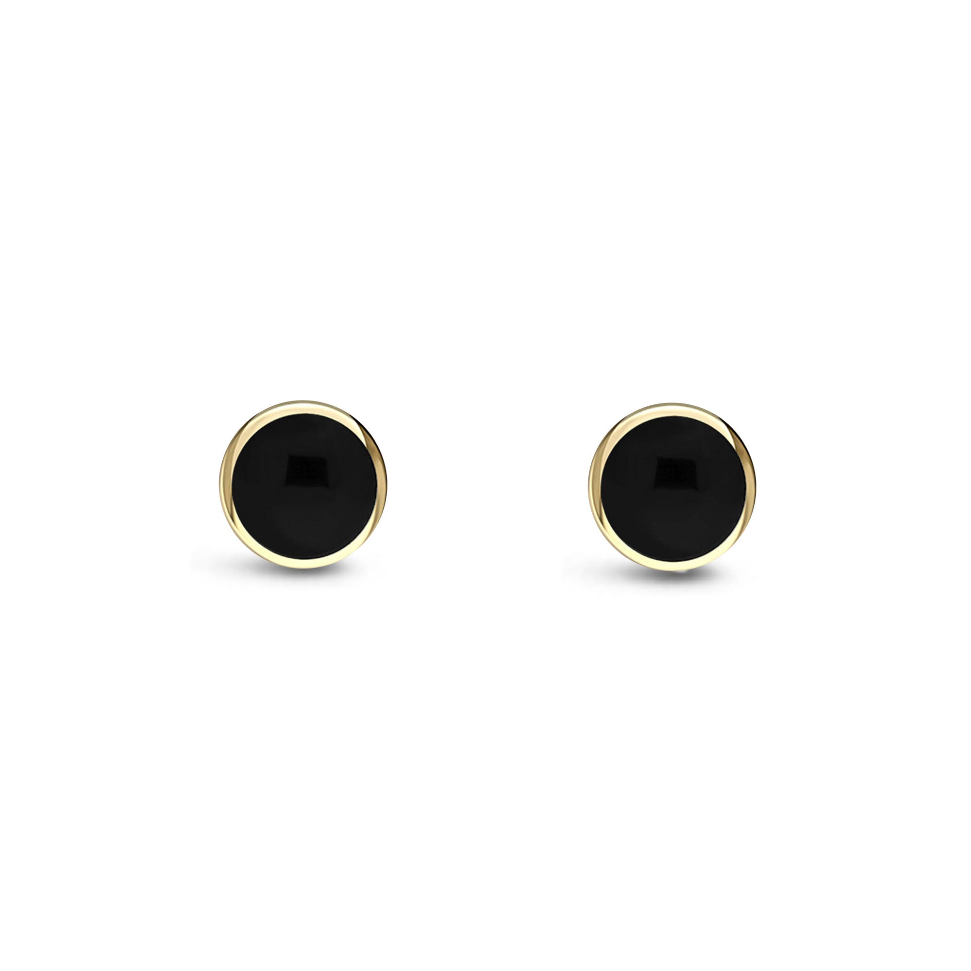 9ct Yellow Gold Whitby Jet 4mm Classic Round Stud Earrings