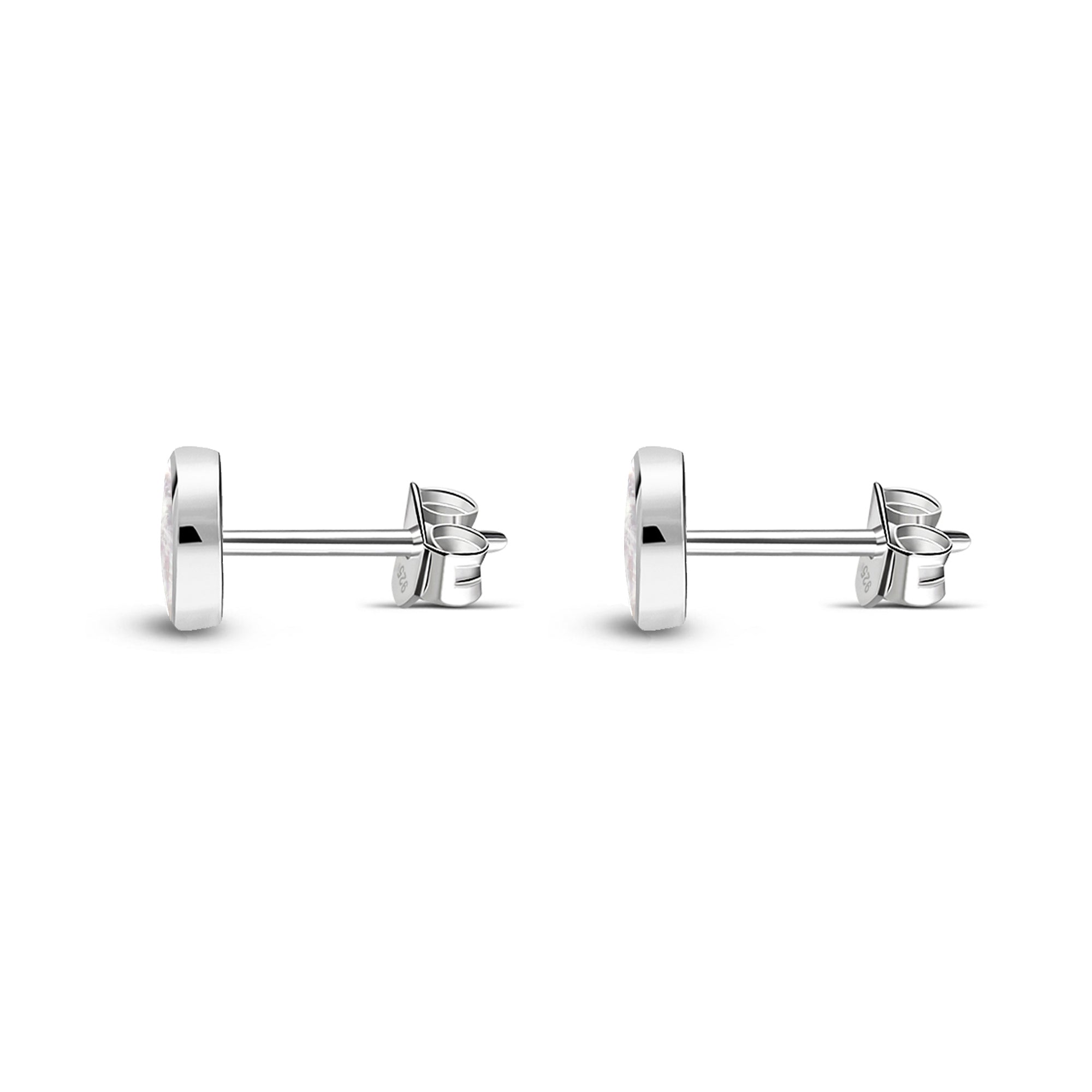 Sterling Silver Mother of Pearl 5mm Round Stud Earrings