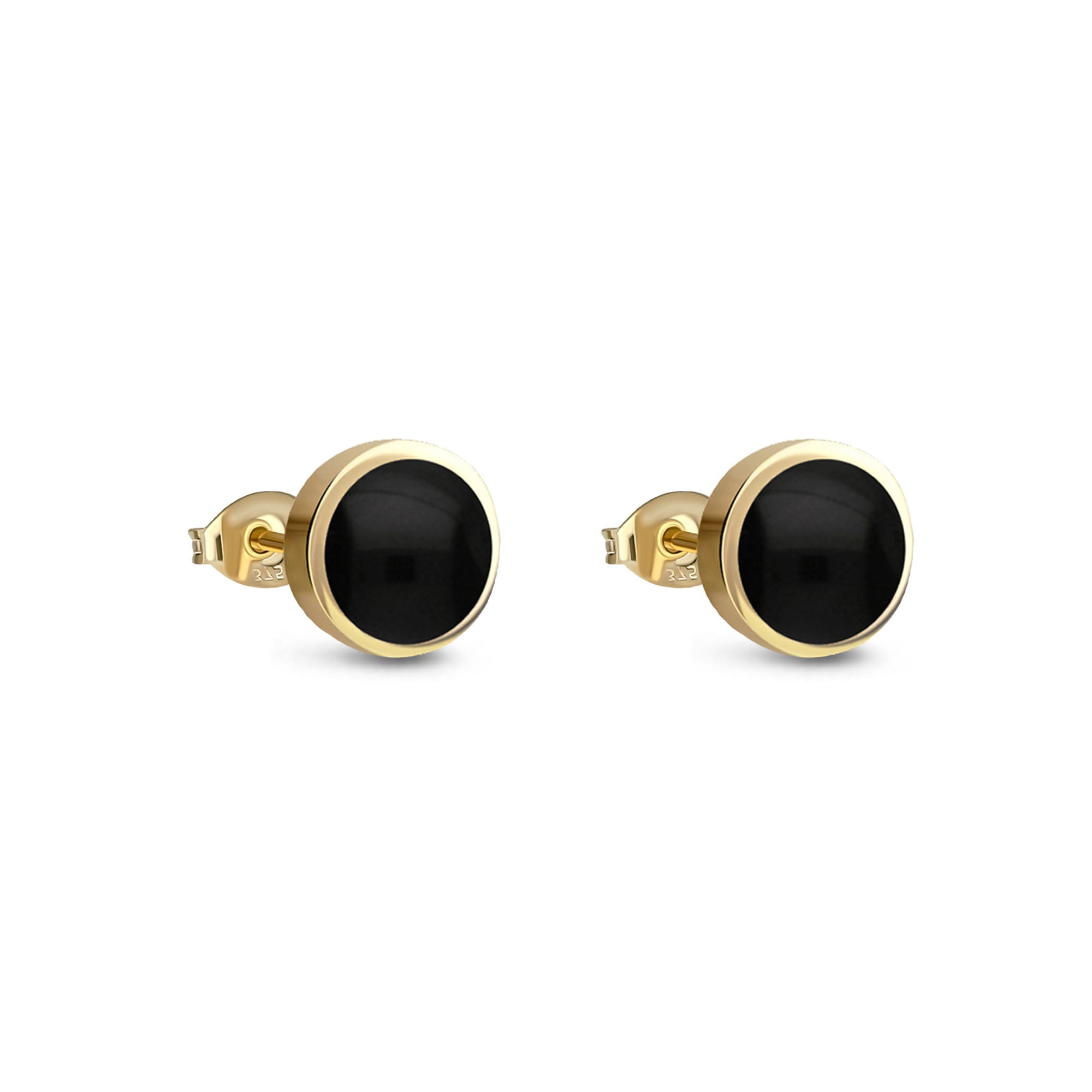 9ct Yellow Gold Whitby Jet 5mm Classic Round Stud Earrings