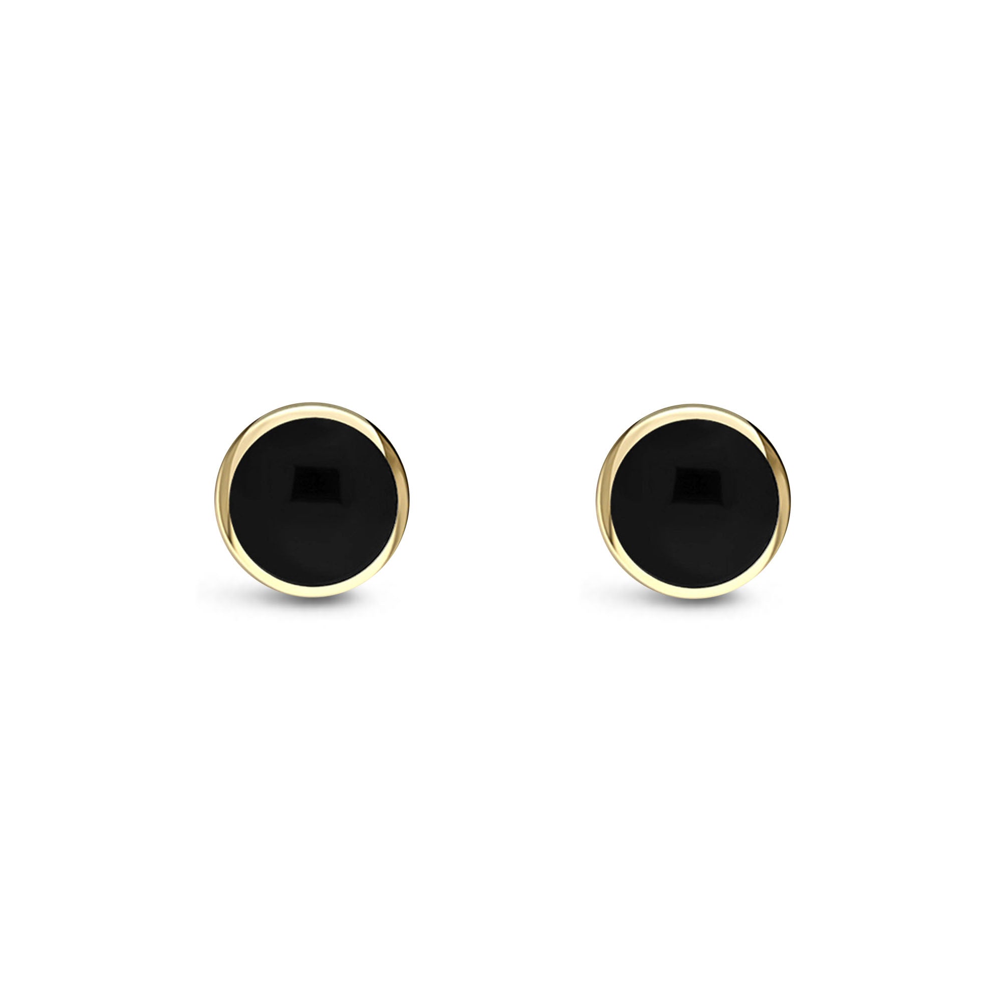 9ct Yellow Gold Whitby Jet 5mm Classic Round Stud Earrings