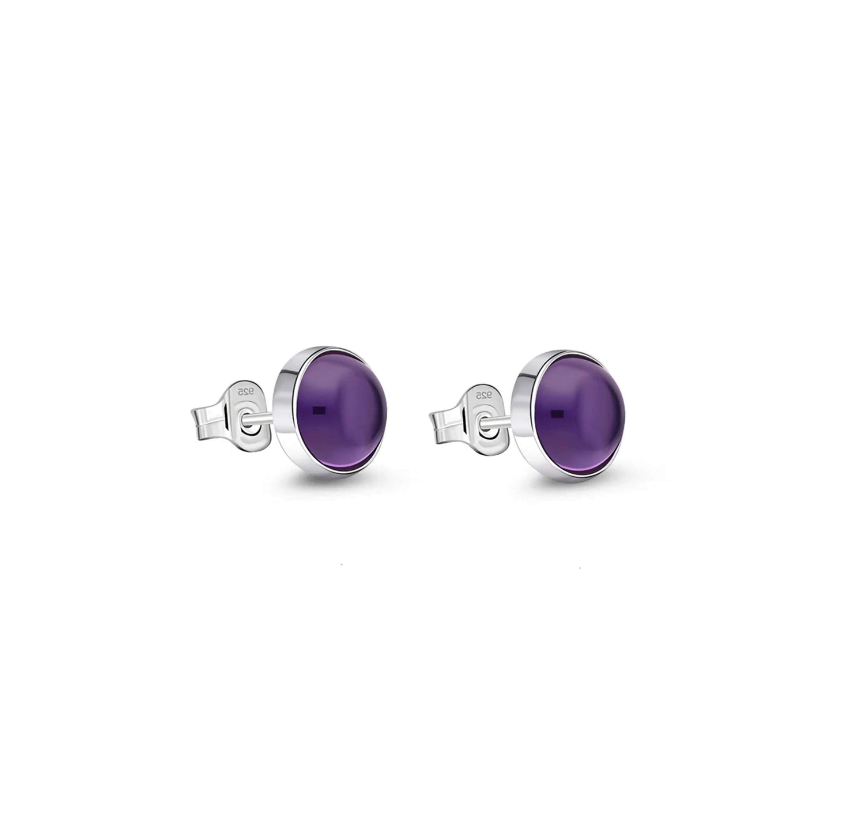Sterling Silver Amethyst 6mm Round Stud Earrings