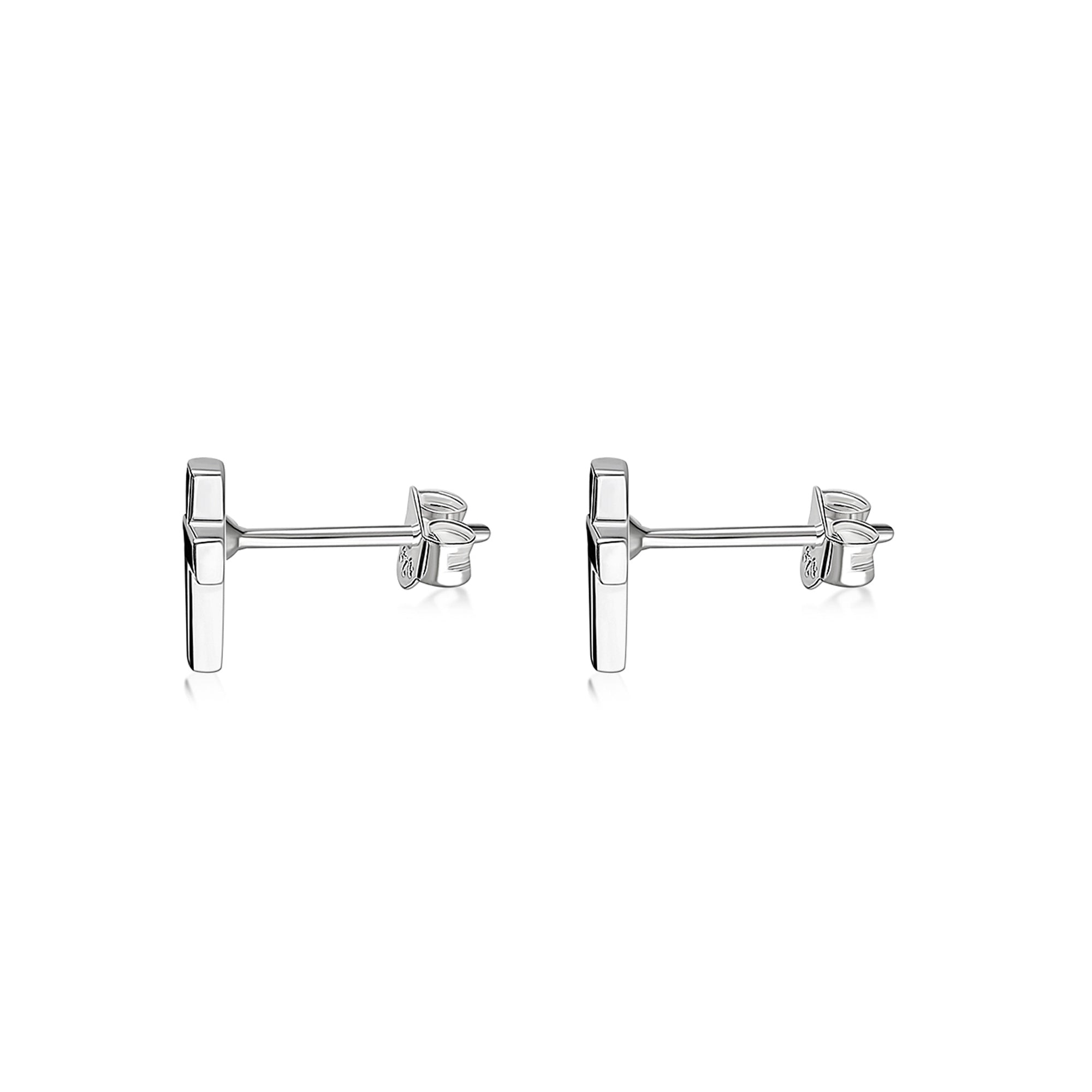 Sterling Silver Whitby Jet Cross Stud Earrings