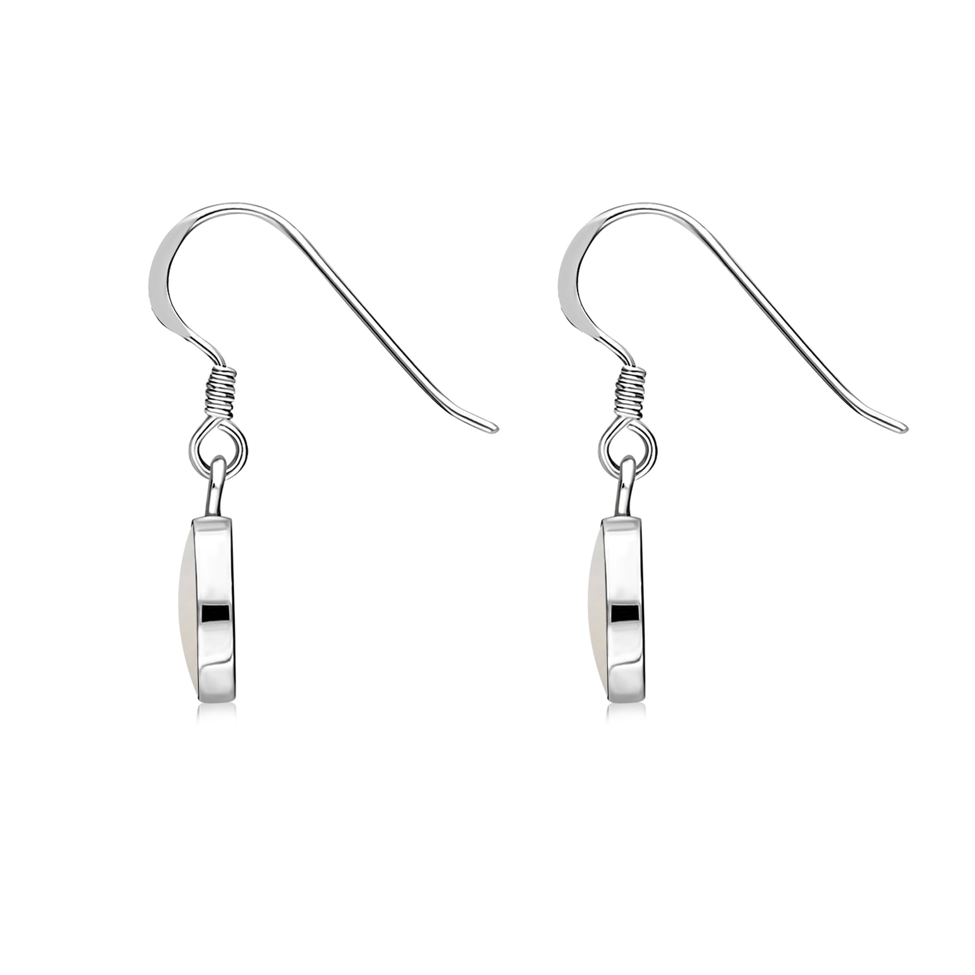 Sterling Silver Mother of Pearl Heart Drop Earrings