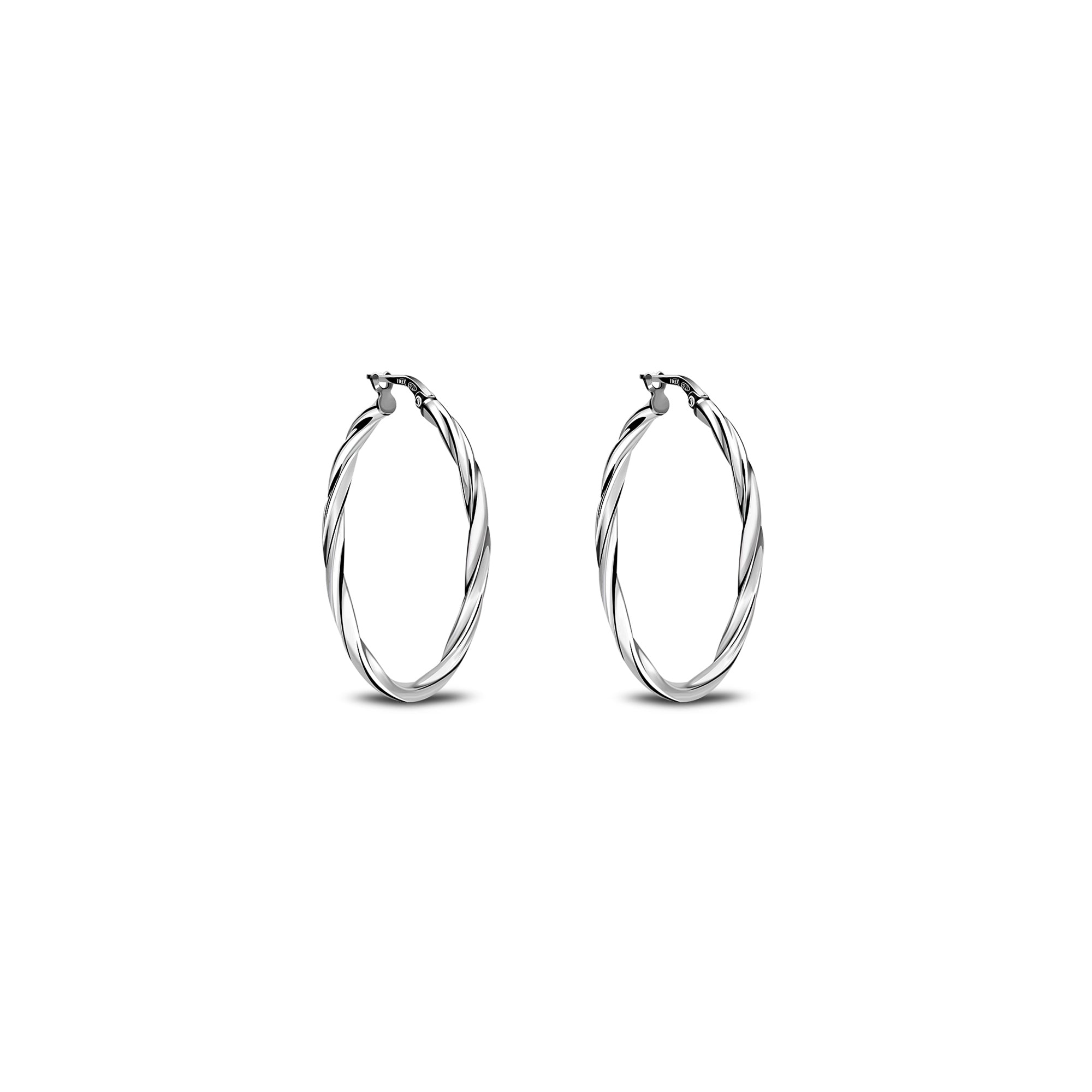 Sterling Silver 20mm Twist Hoop Earrings
