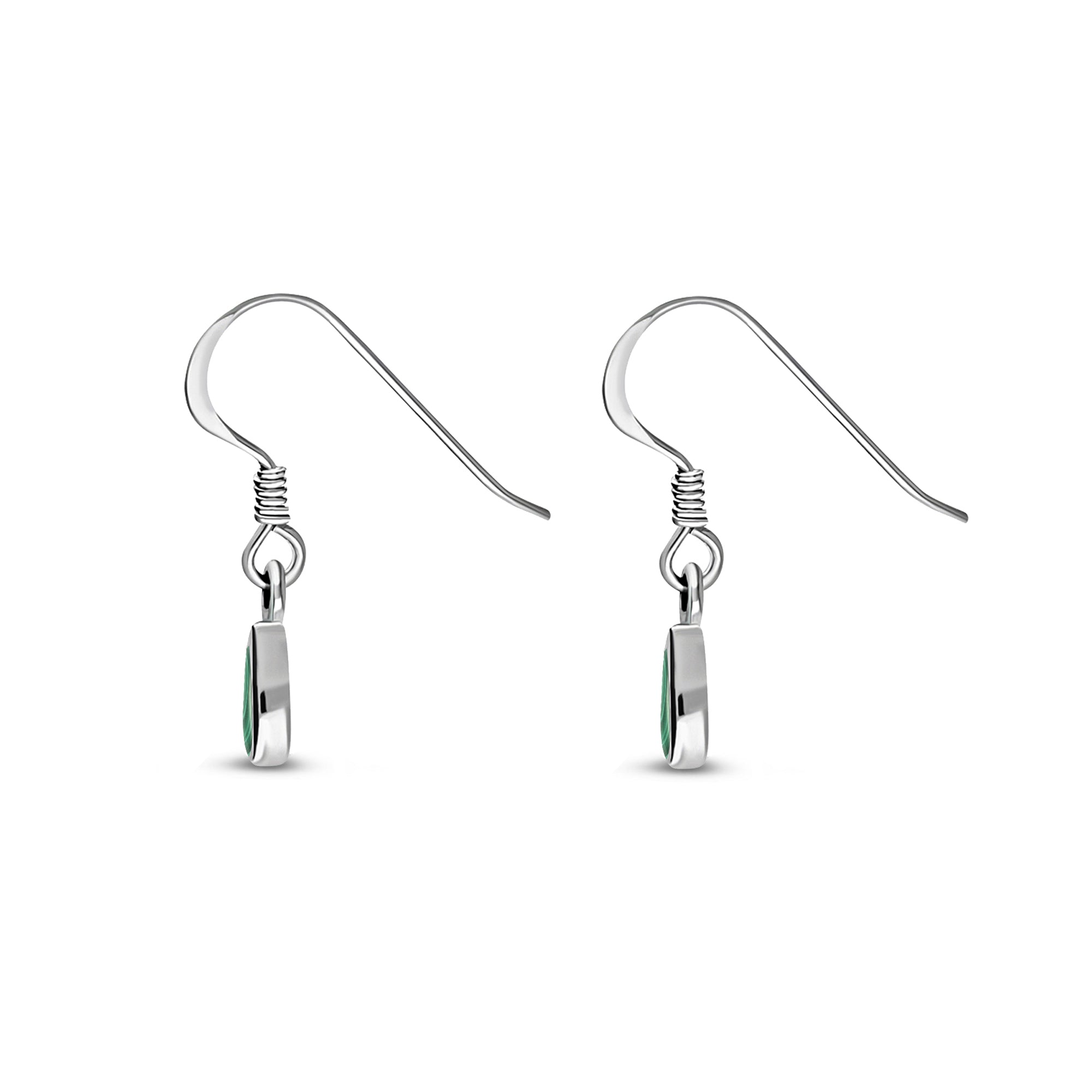 Sterling Silver Malachite Dinky Teardrop Earrings