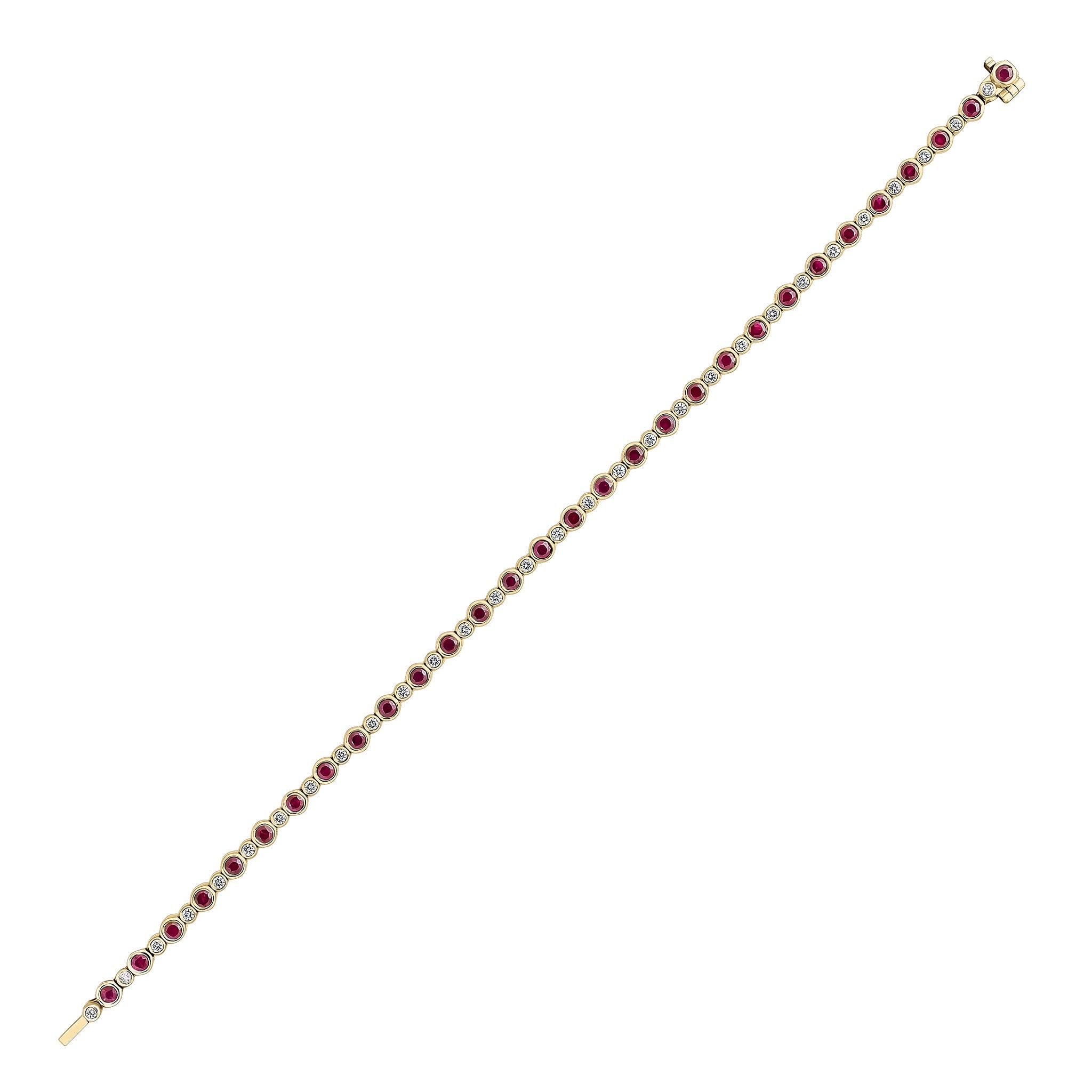 18ct Yellow Gold Round Ruby And Diamond Bracelet