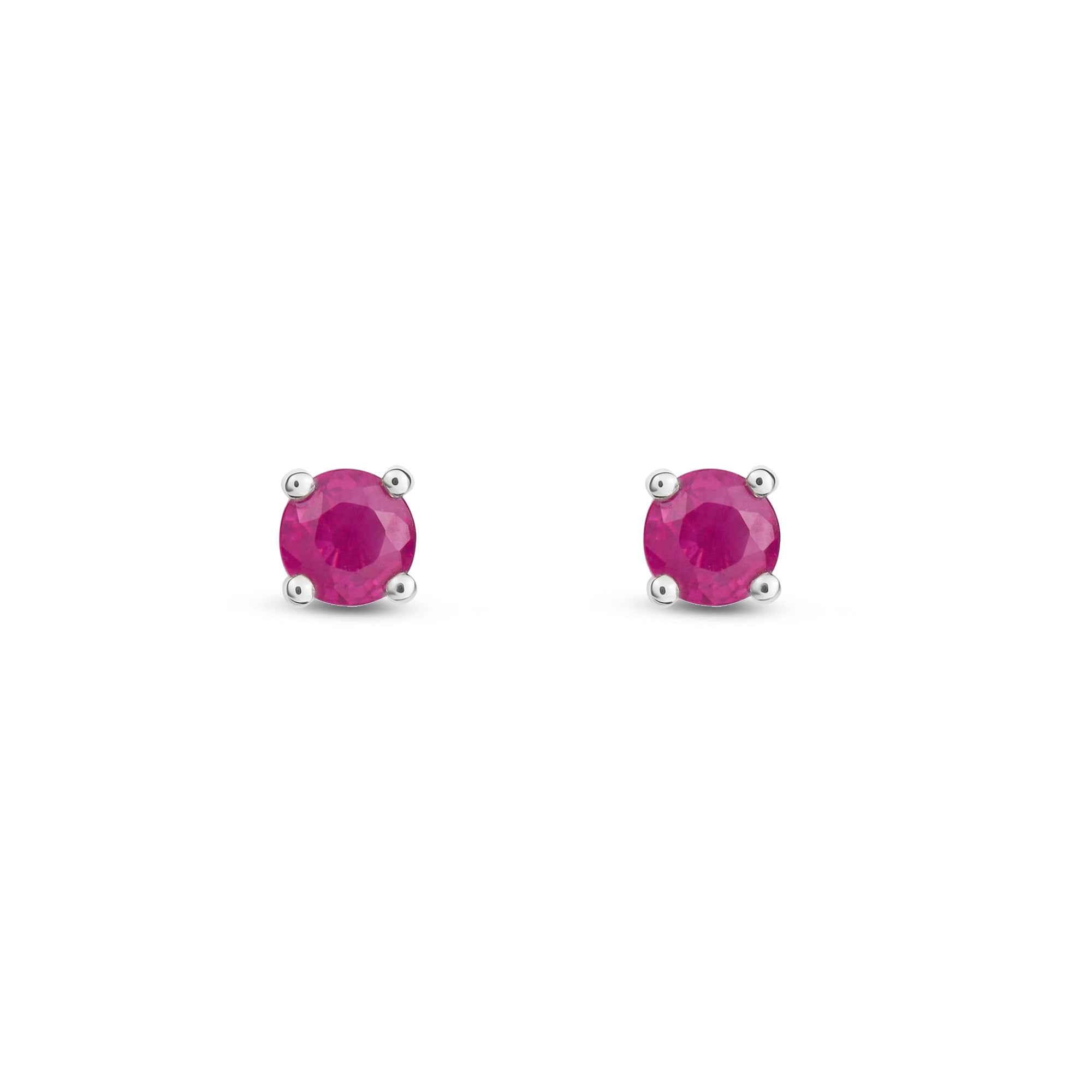 9ct White Gold Ruby 4mm Four Claw Stud Earrings