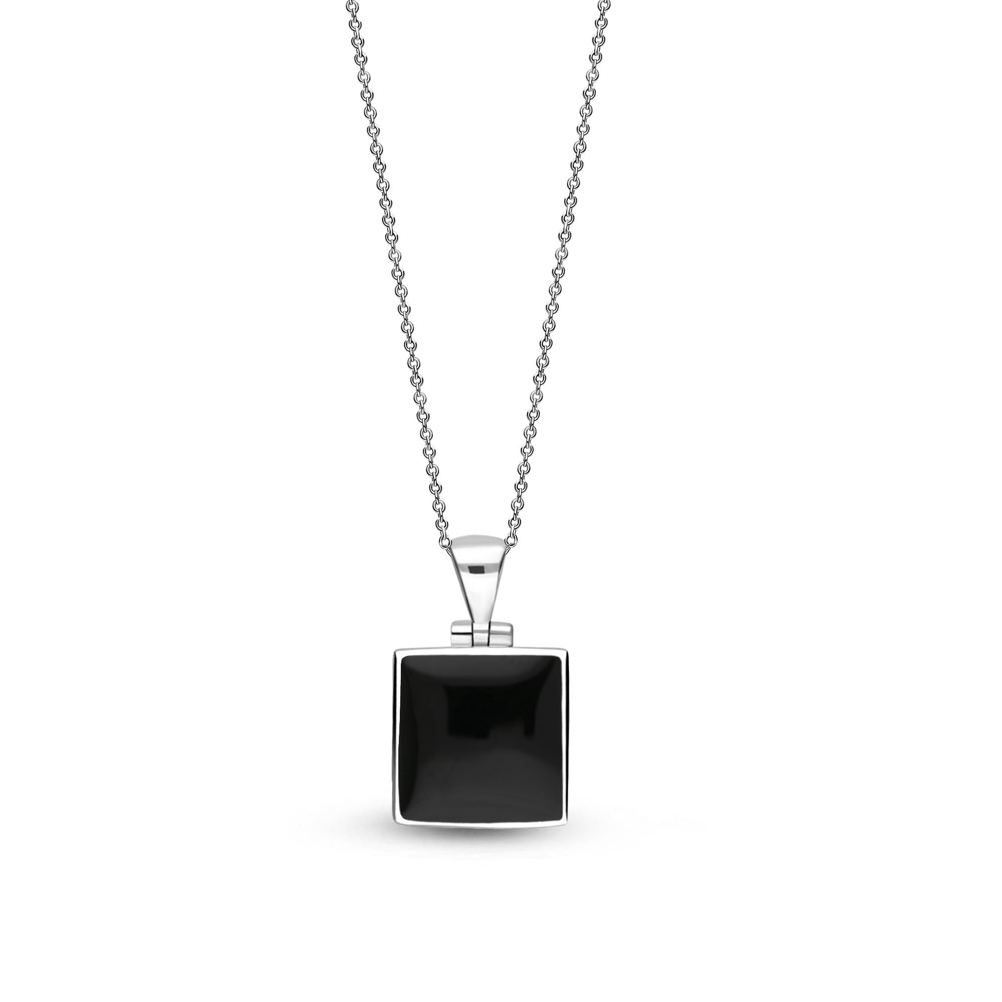 Sterling Silver Whitby Jet Large Square Pendant