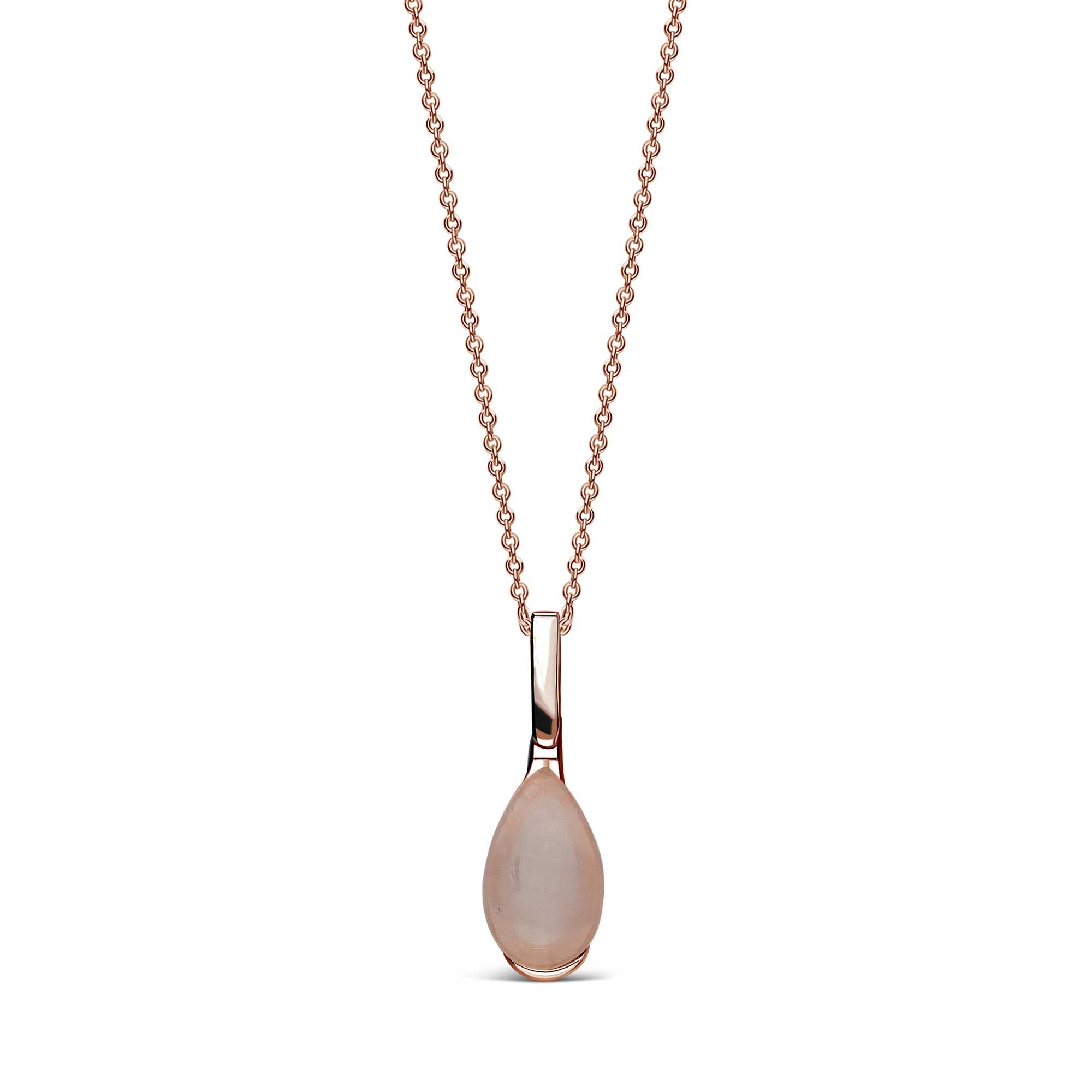 Rose Gold Rose Quartz Teardrop Pendant