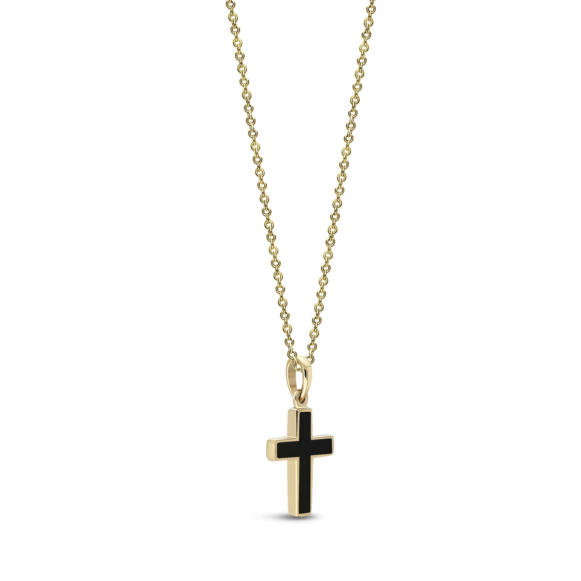 9ct Yellow Gold Whitby Jet Cross Pendant