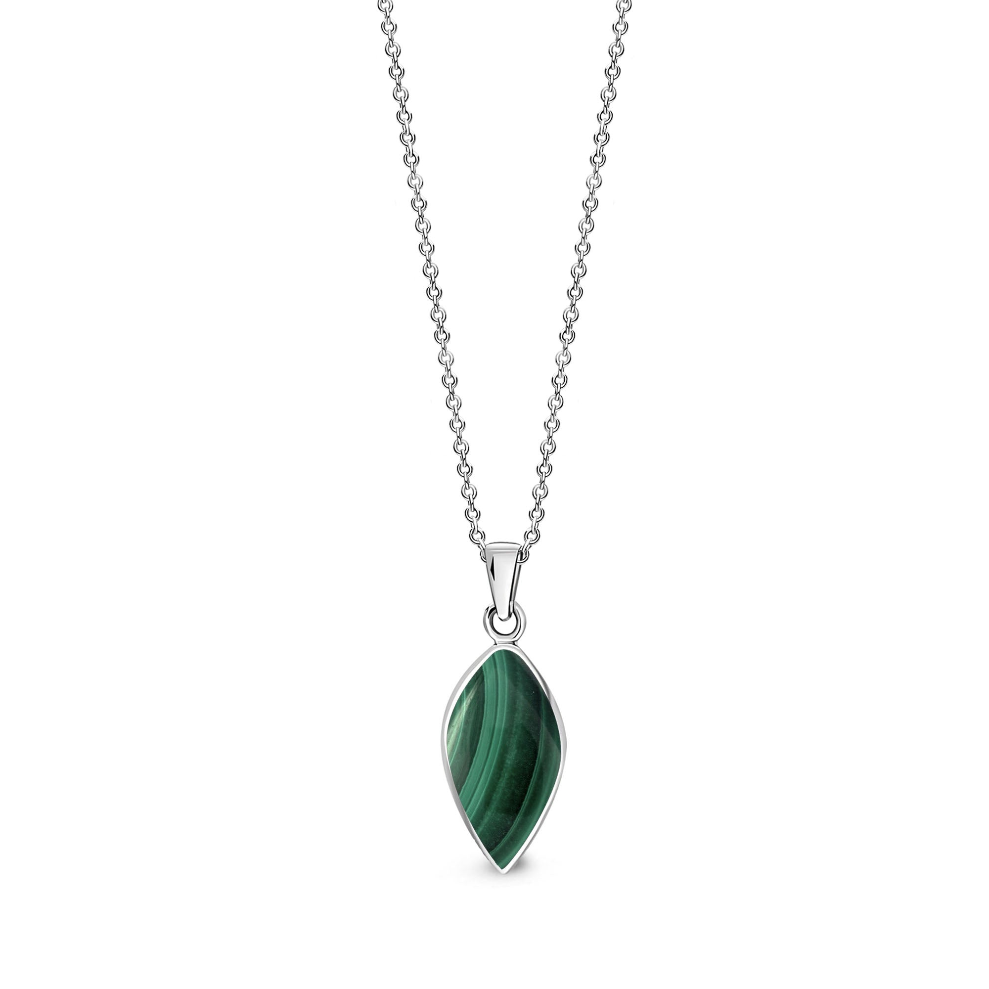 Sterling Silver Malachite Inverted Pear Drop Pendant