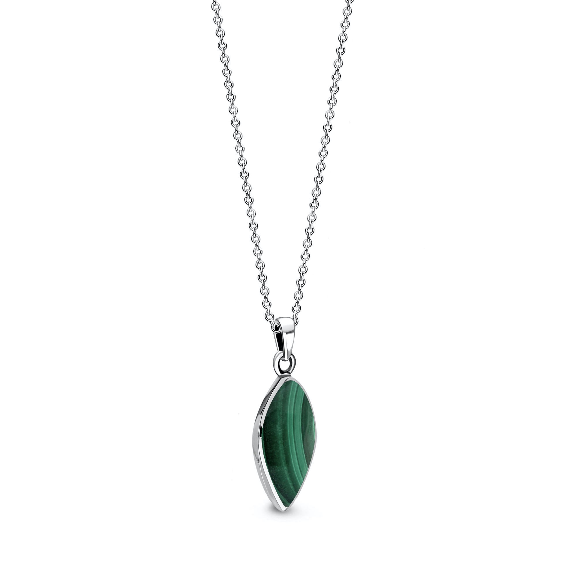 Sterling Silver Malachite Inverted Pear Drop Pendant