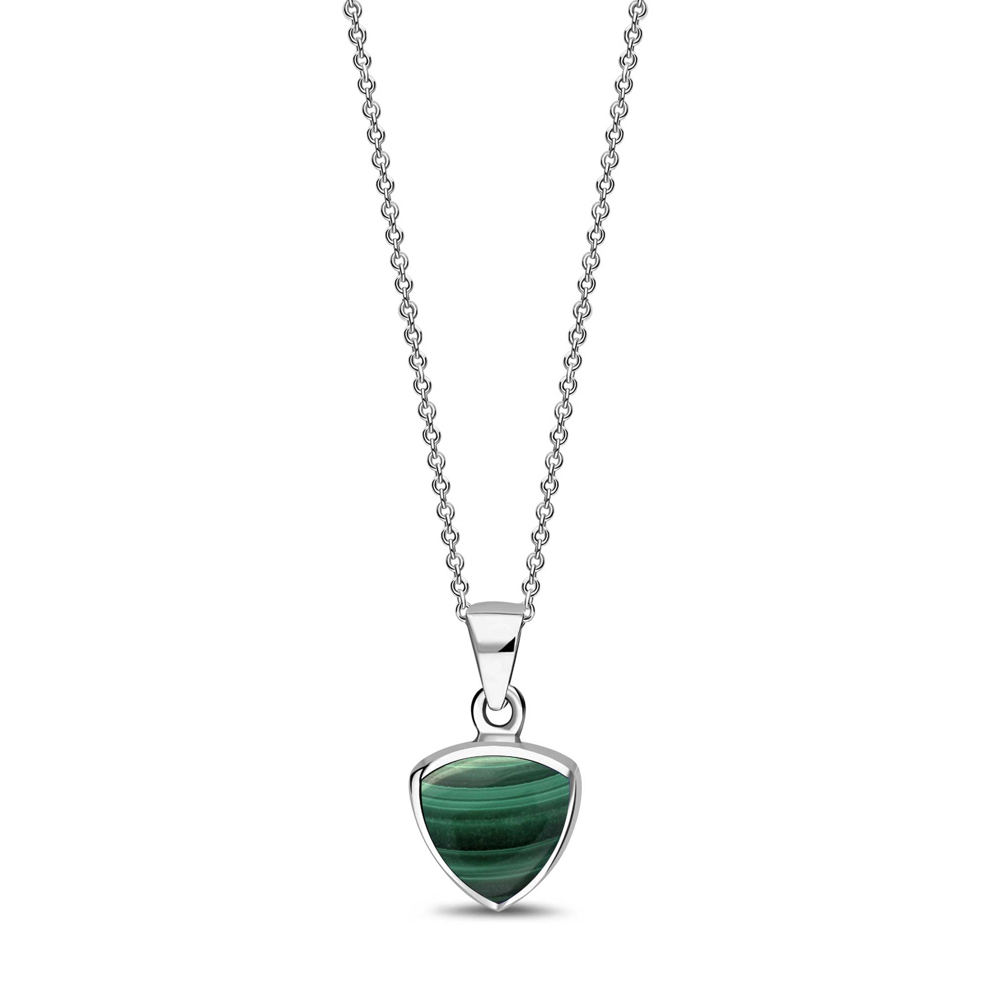 Sterling Silver Malachite Shield Pendant