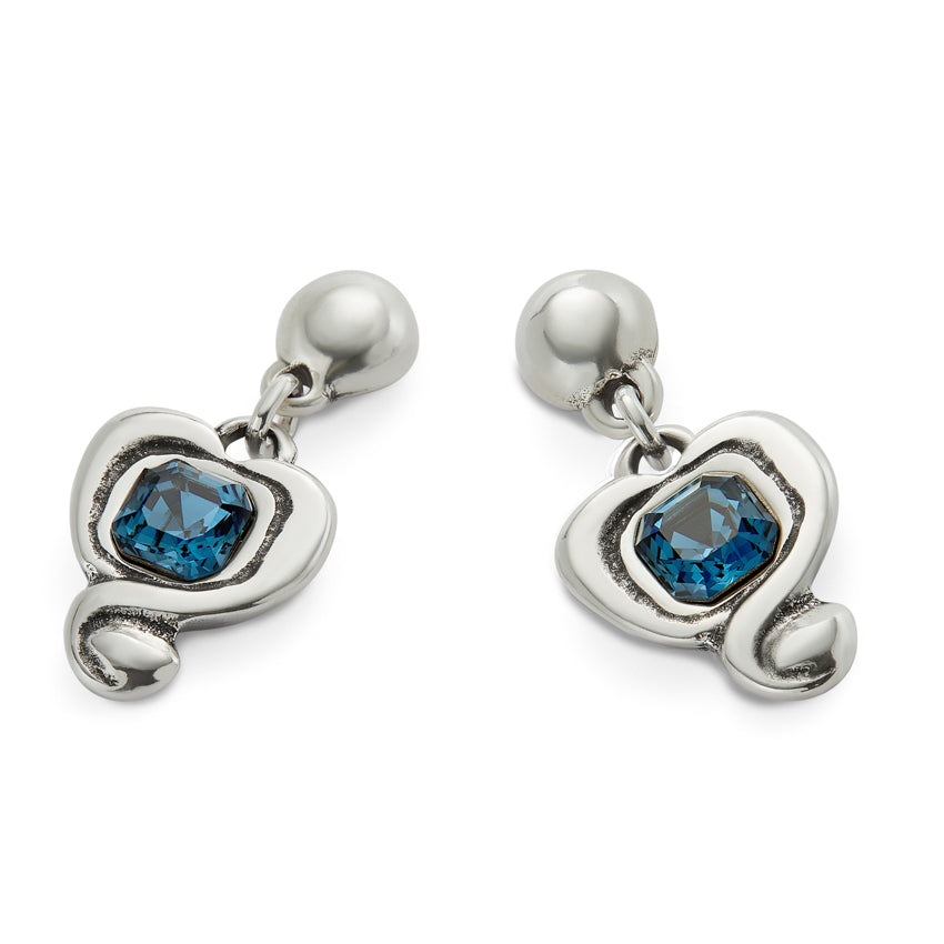 Be Expressive CZ Blue Heart Drop Earrings