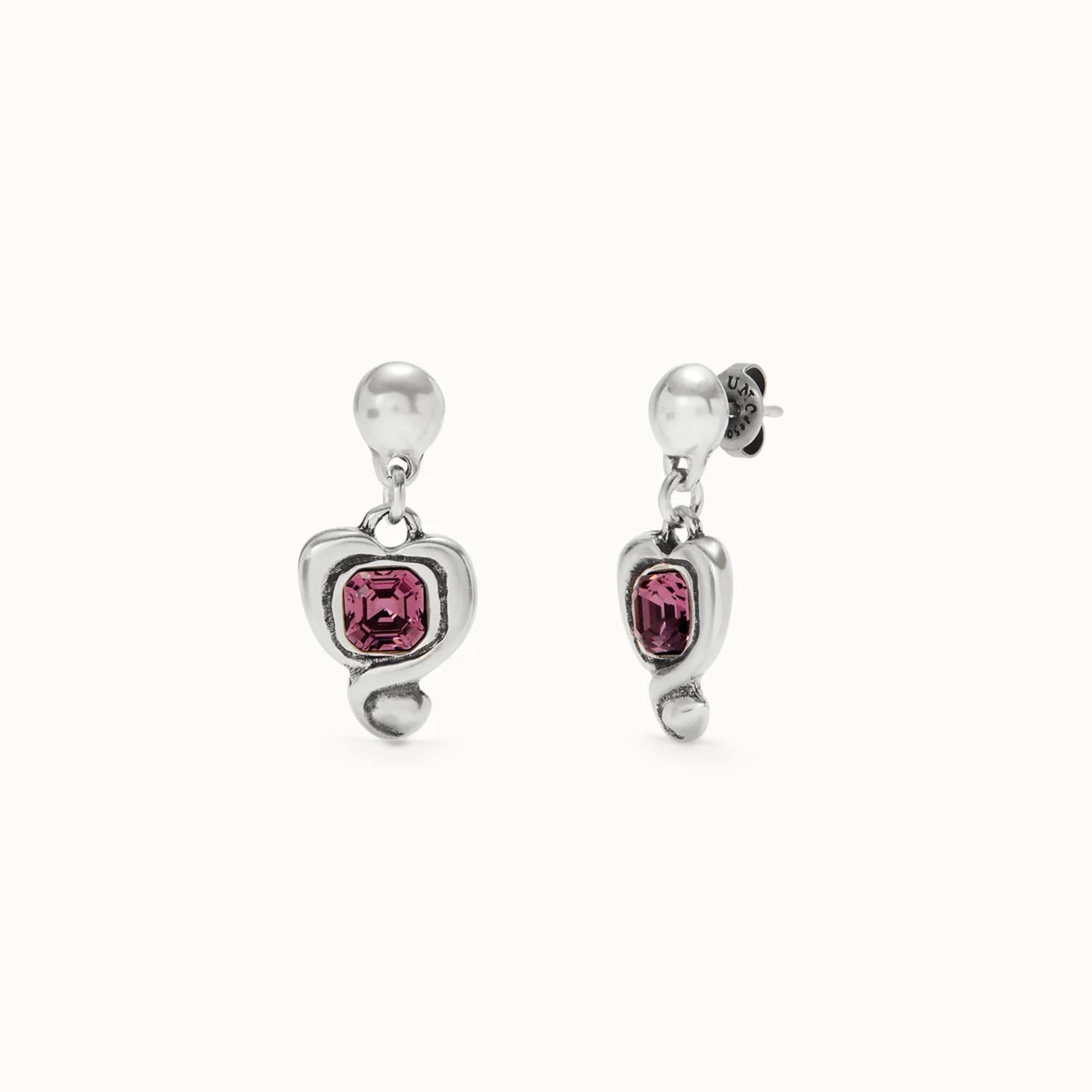 Be Expressive CZ Pink Heart Drop Earrings