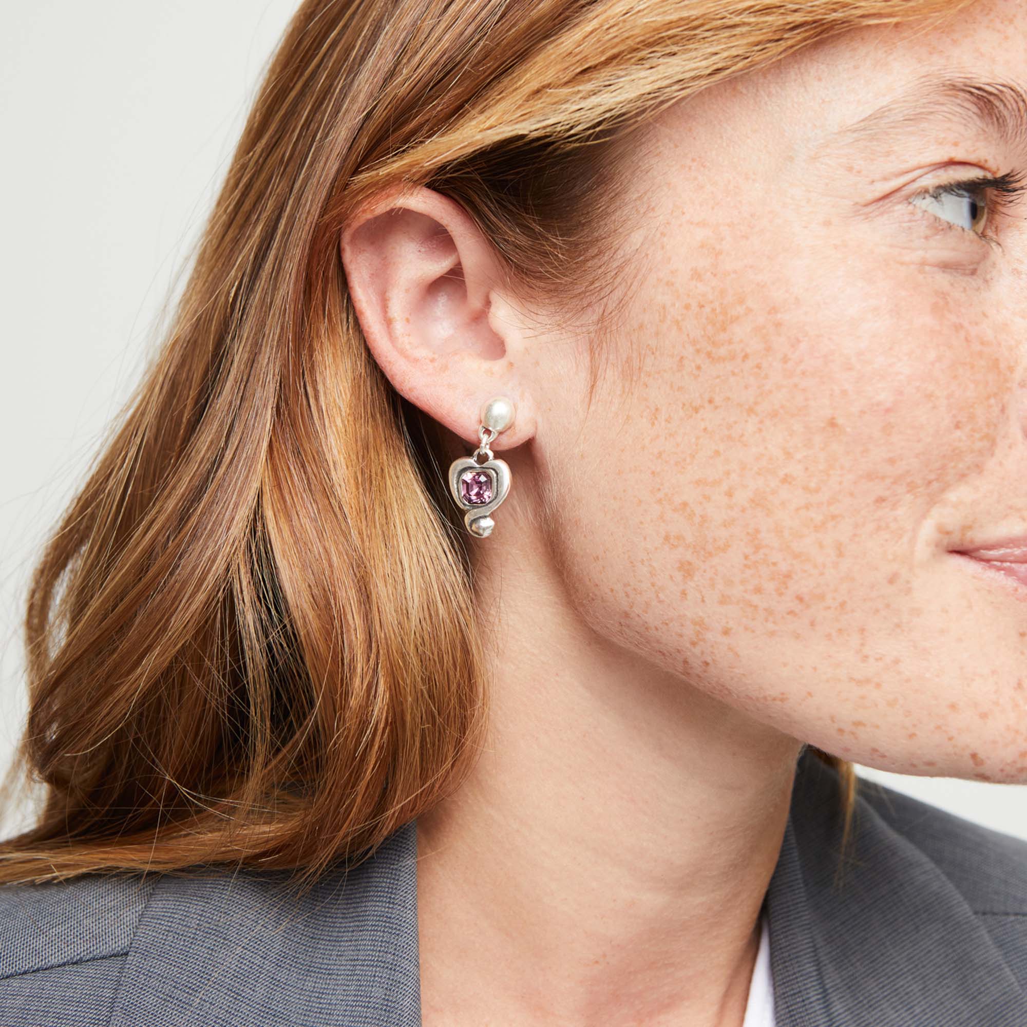 Be Expressive CZ Pink Heart Drop Earrings