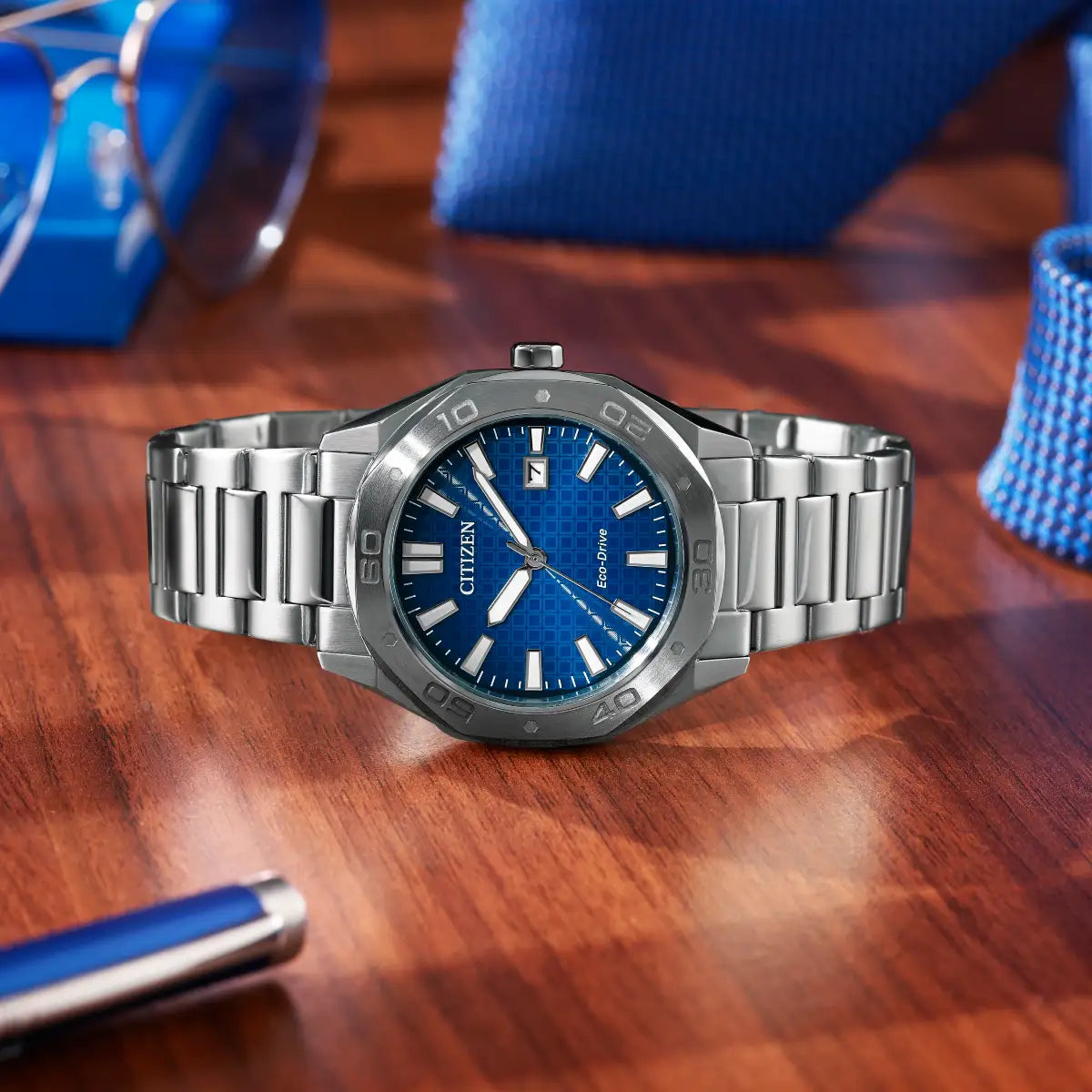 Citizen Eco-Drive Men’s Sport Blue Dial Stainless Steel Watch BM7630-80L
