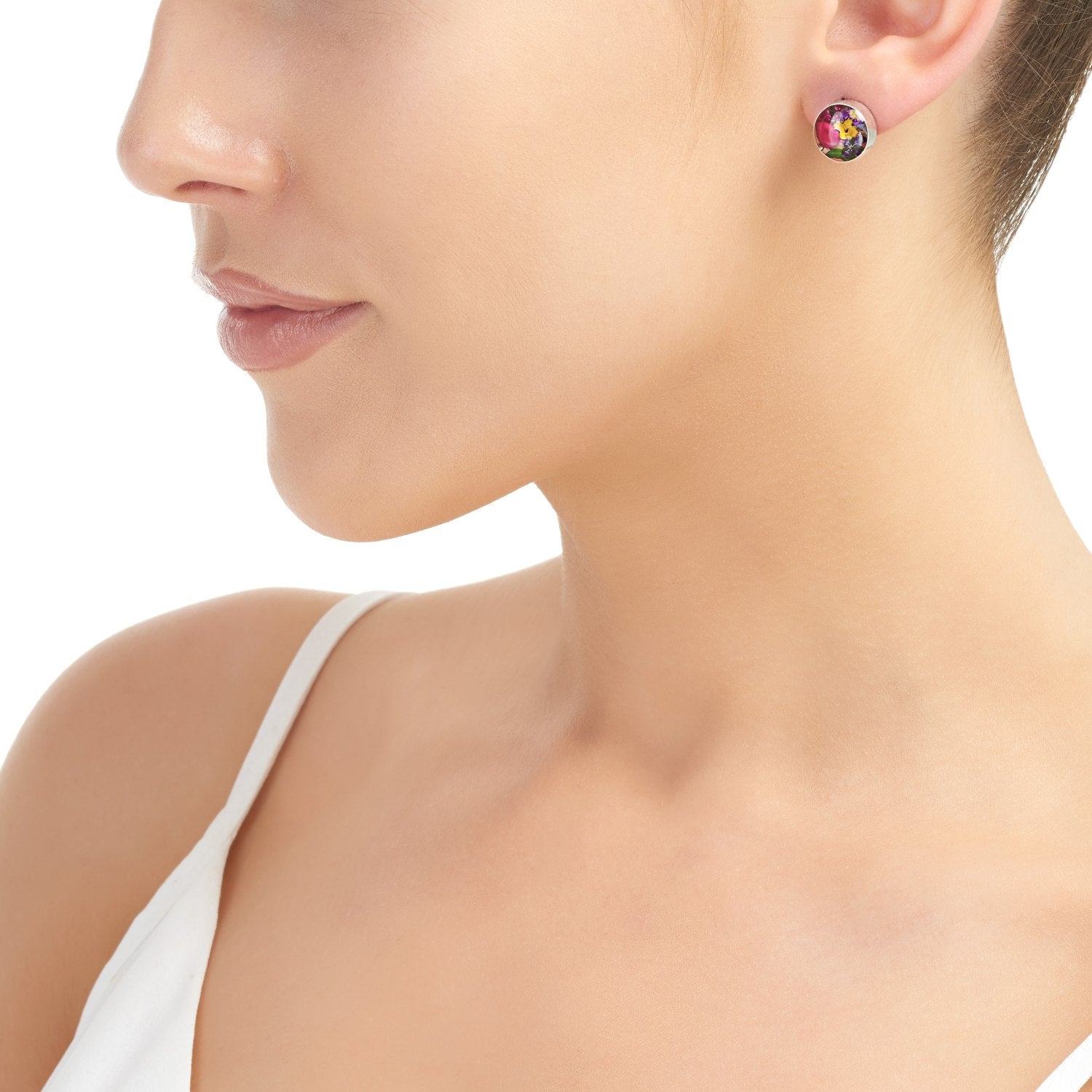 Sterling Silver Mixed Flower Stud Earrings