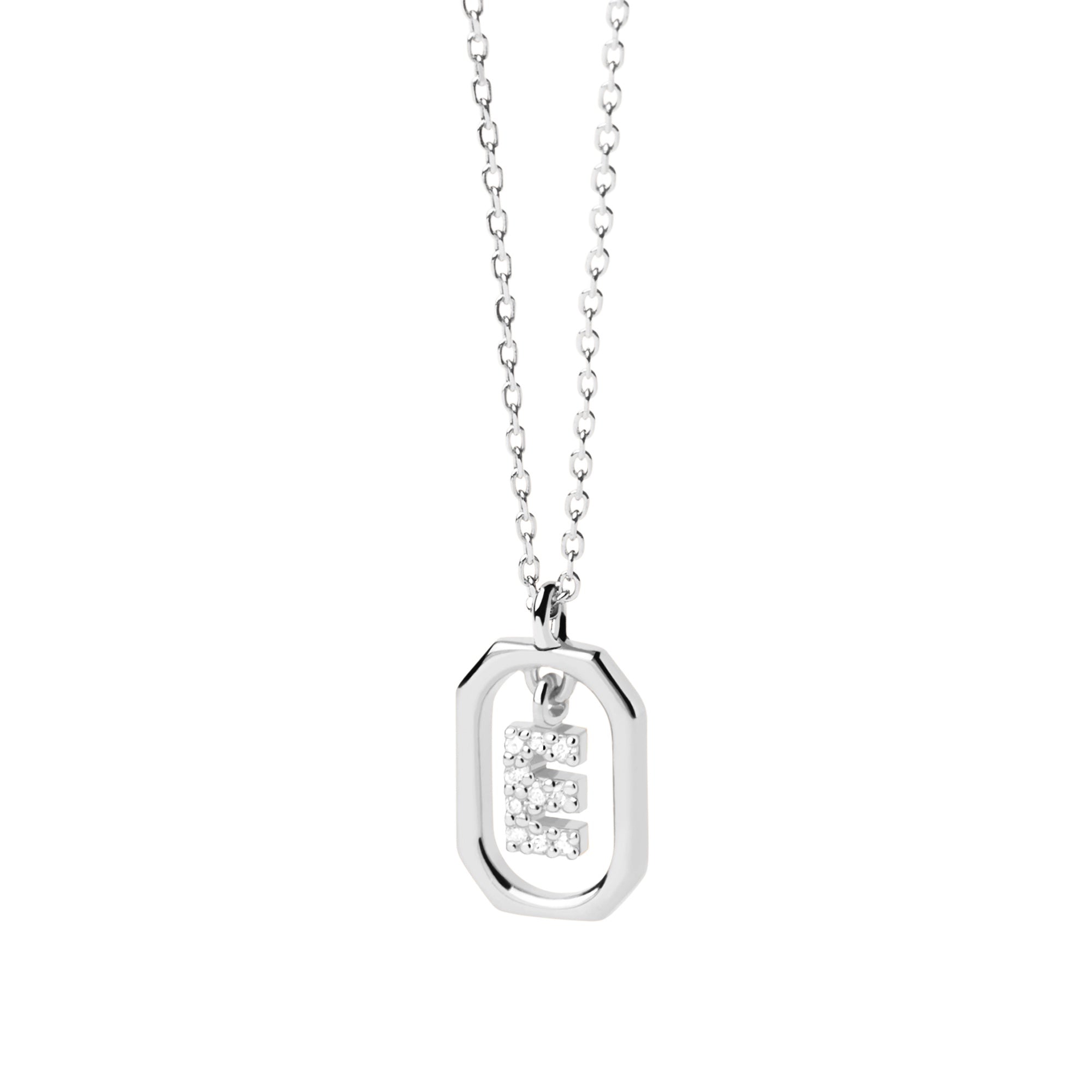 Sterling Silver Mini Letter E Necklace