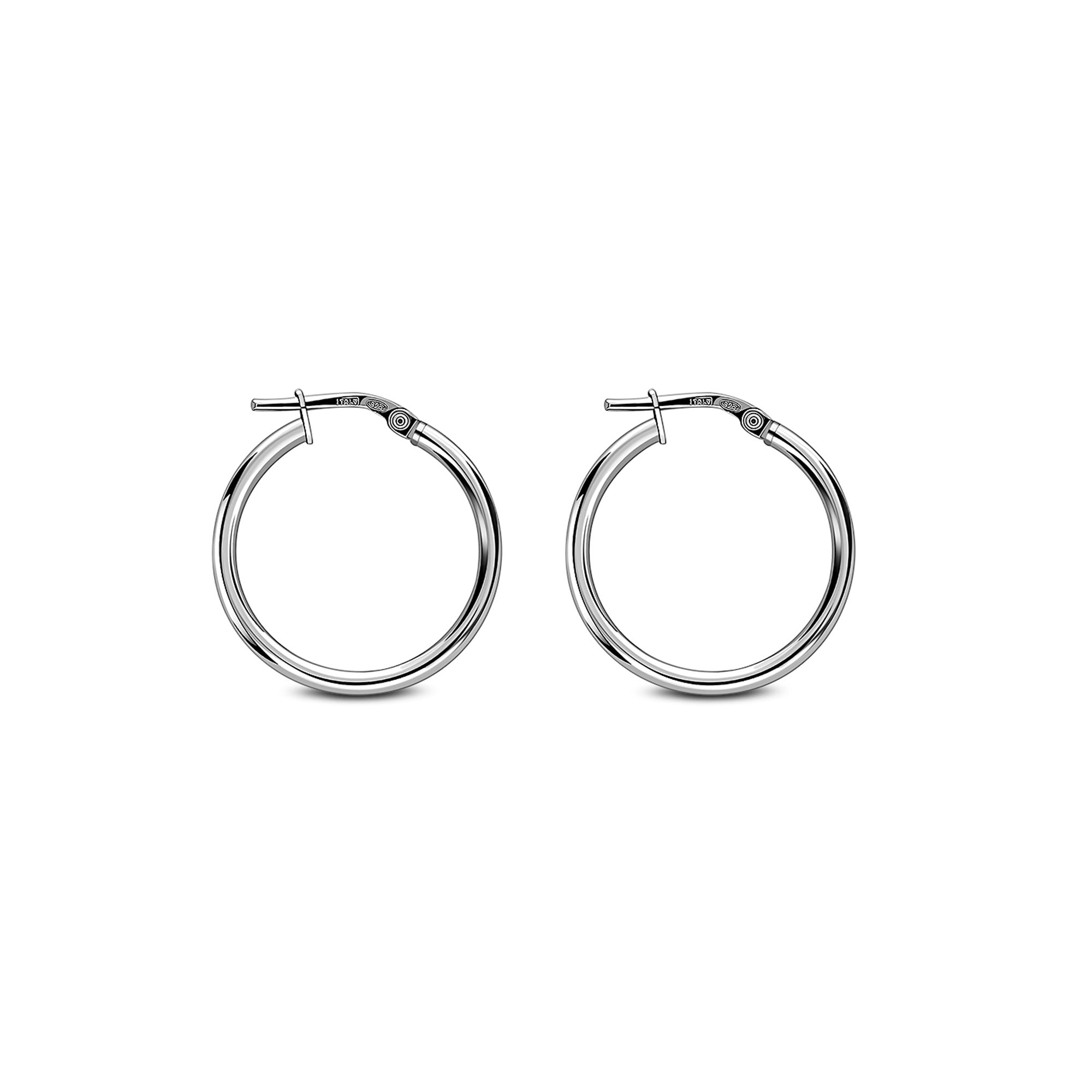 Sterling Silver 20mm Closed Round Hoop Earrings