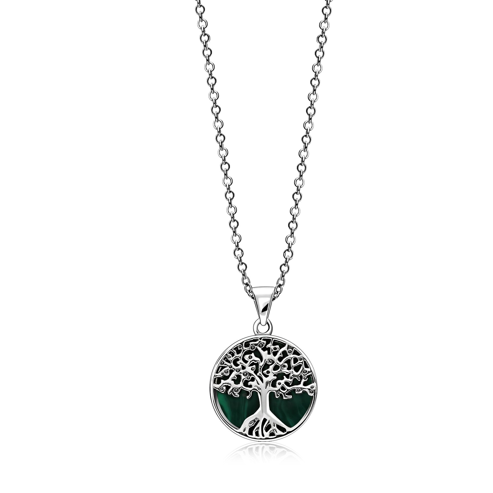 Sterling Silver Malachite Small Tree of Life Pendant