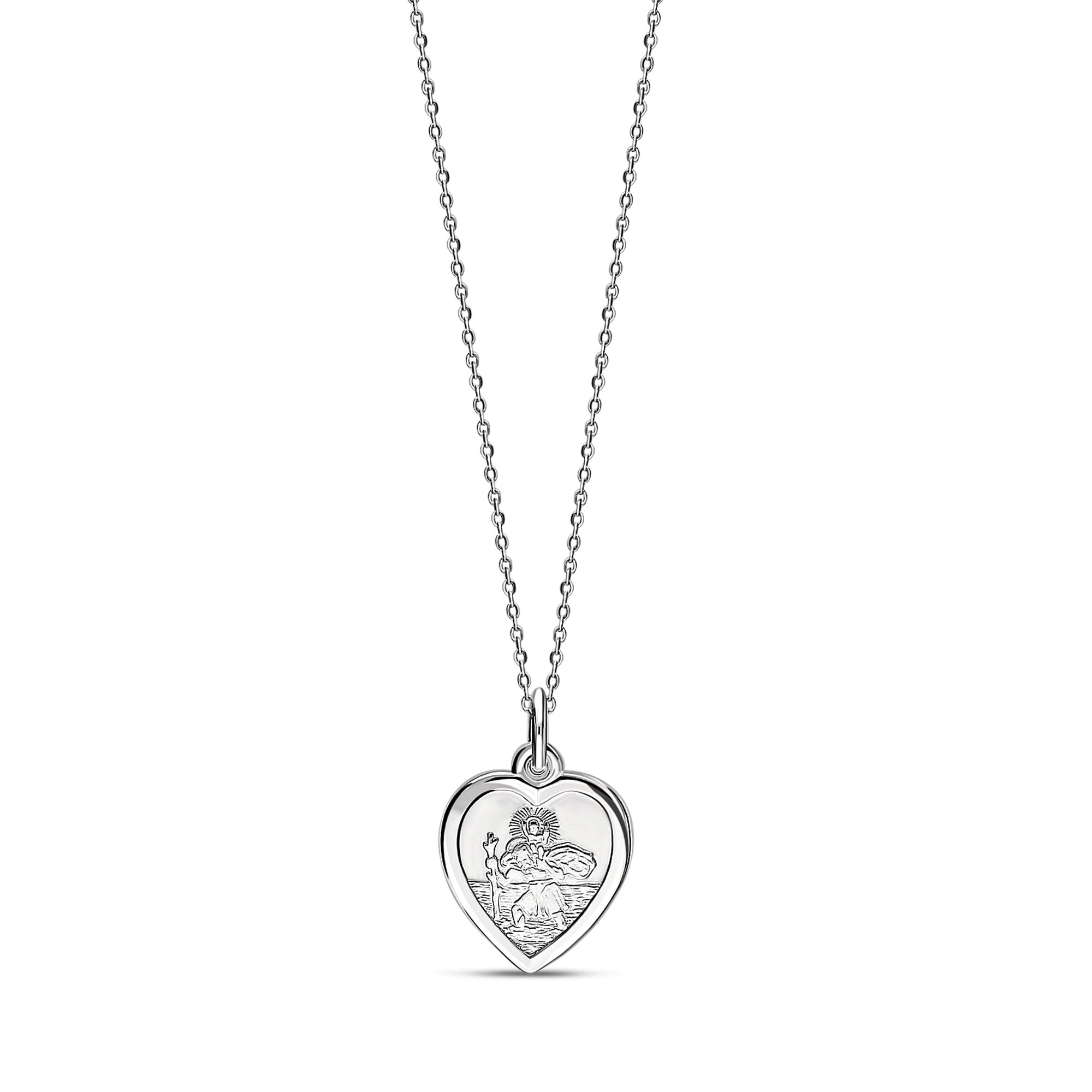 Sterling Silver Small St. Christopher Heart Pendant