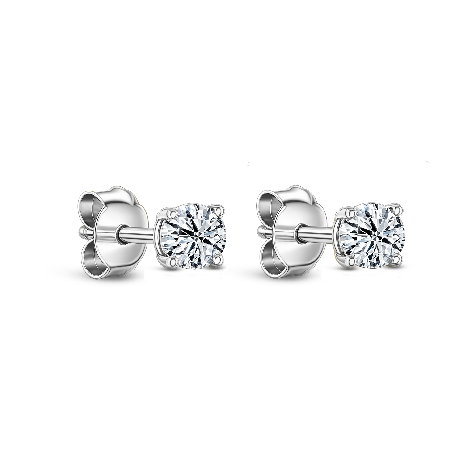 Lab Grown Diamond Four Claw Round Stud Earrings