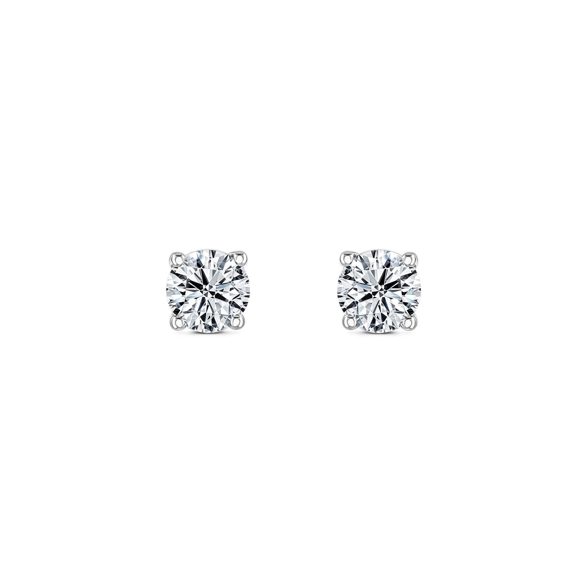 Lab Grown Diamond Four Claw Round Stud Earrings