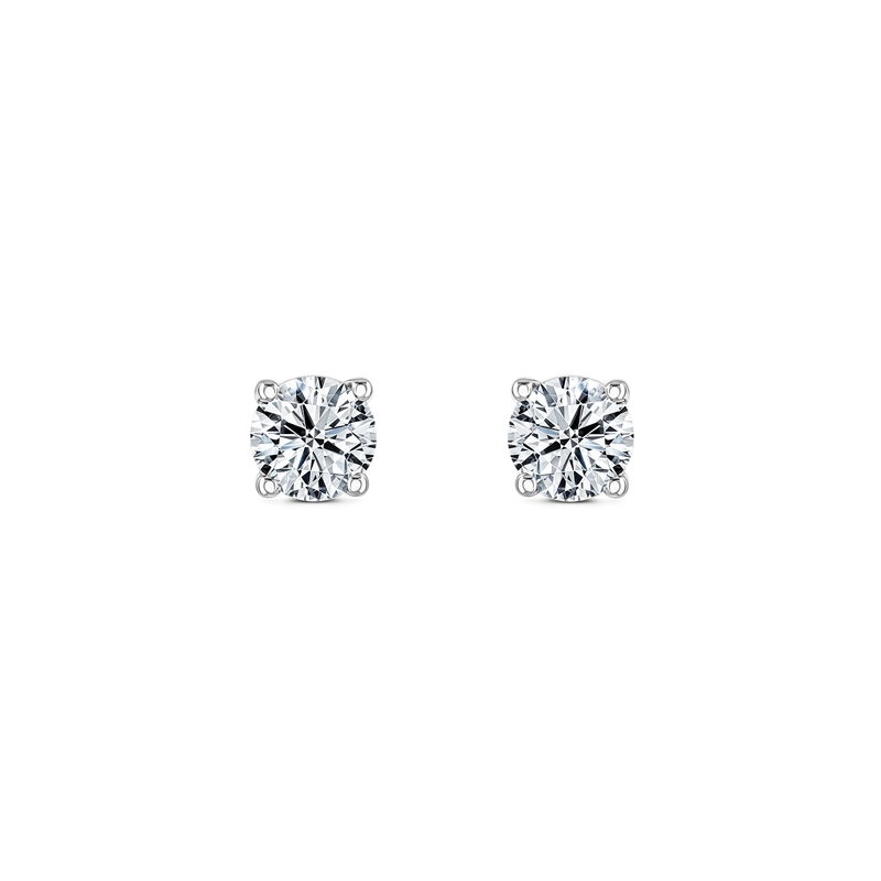 Lab Grown Diamond Four Claw Round Stud Earrings