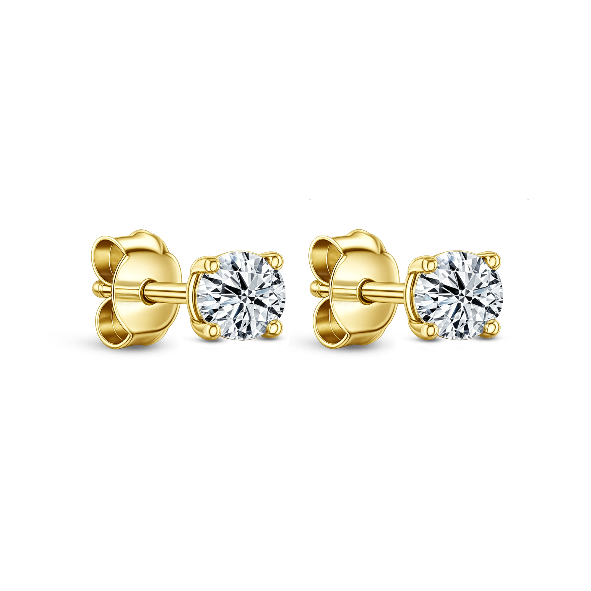 Lab Grown Diamond Four Claw Round Stud Earrings