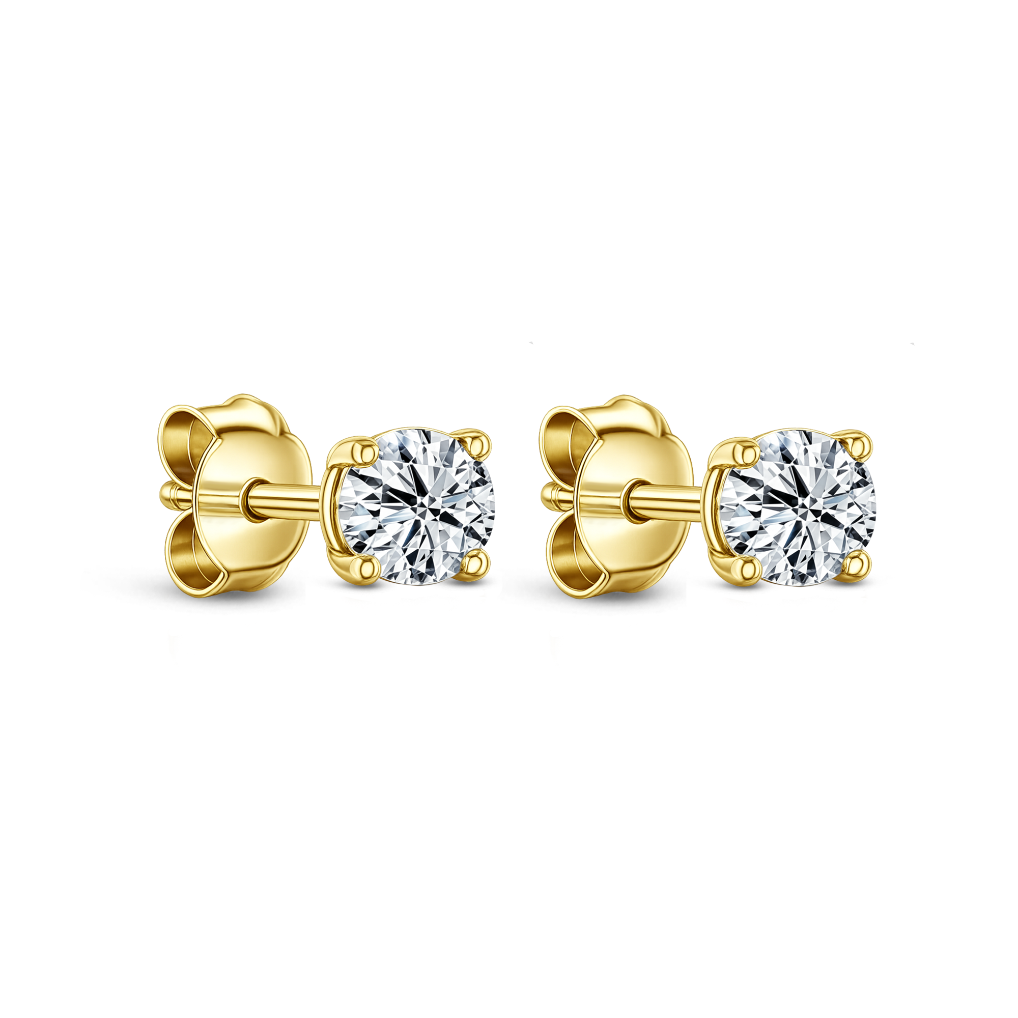 Lab Grown Diamond Four Claw Round Stud Earrings