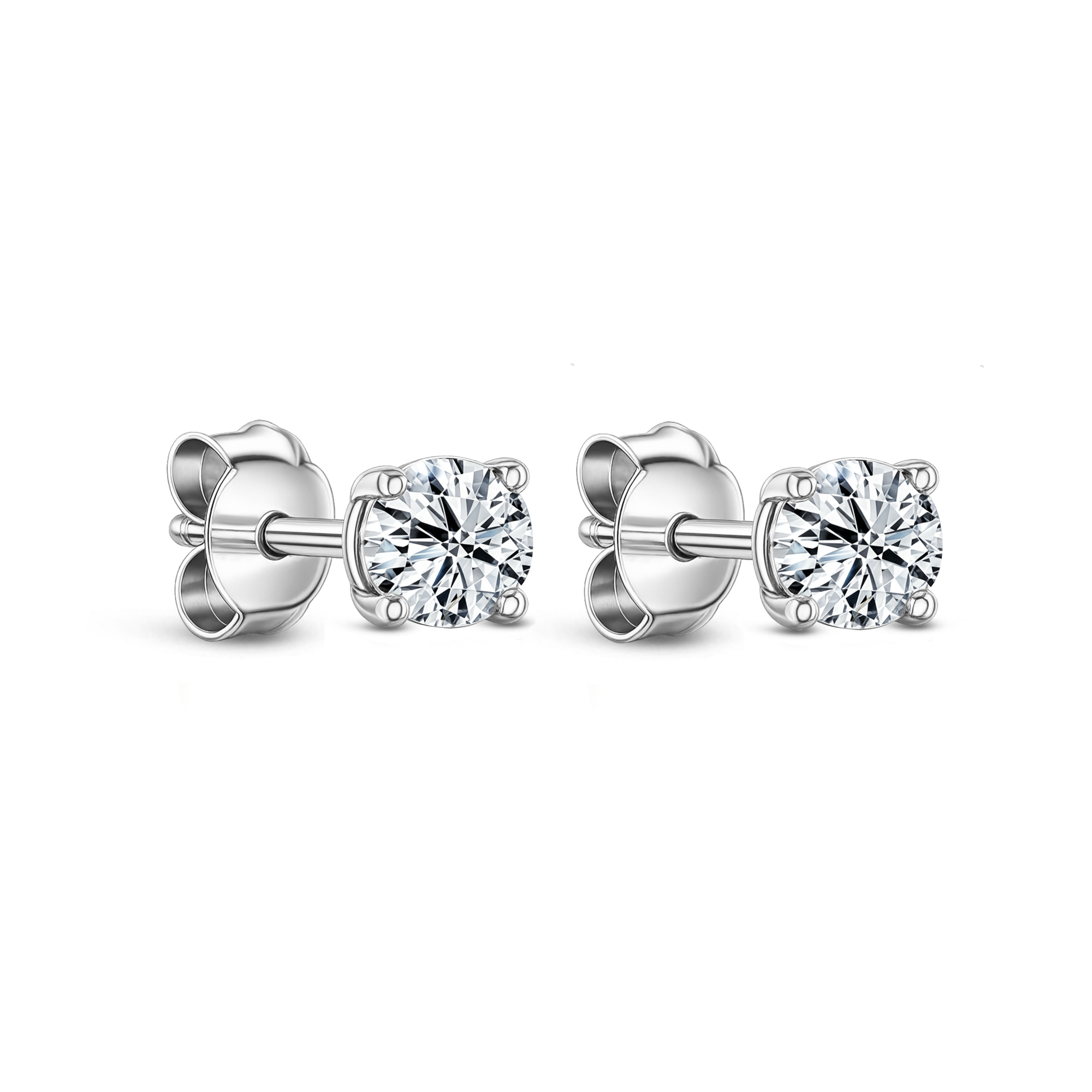 Lab Grown Diamond Four Claw Round Stud Earrings