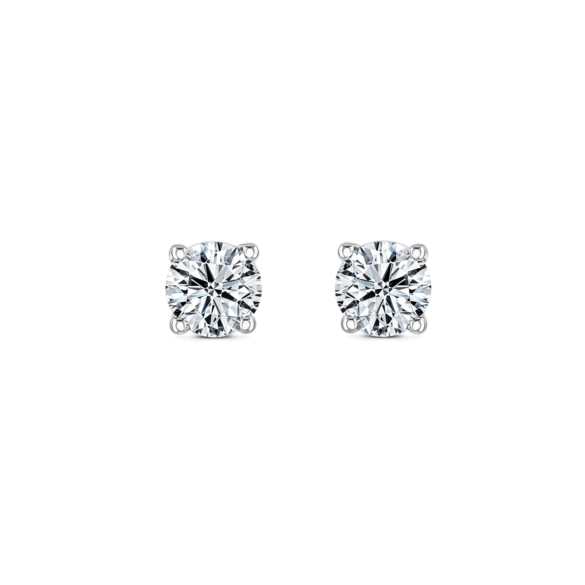 Lab Grown Diamond Four Claw Round Stud Earrings