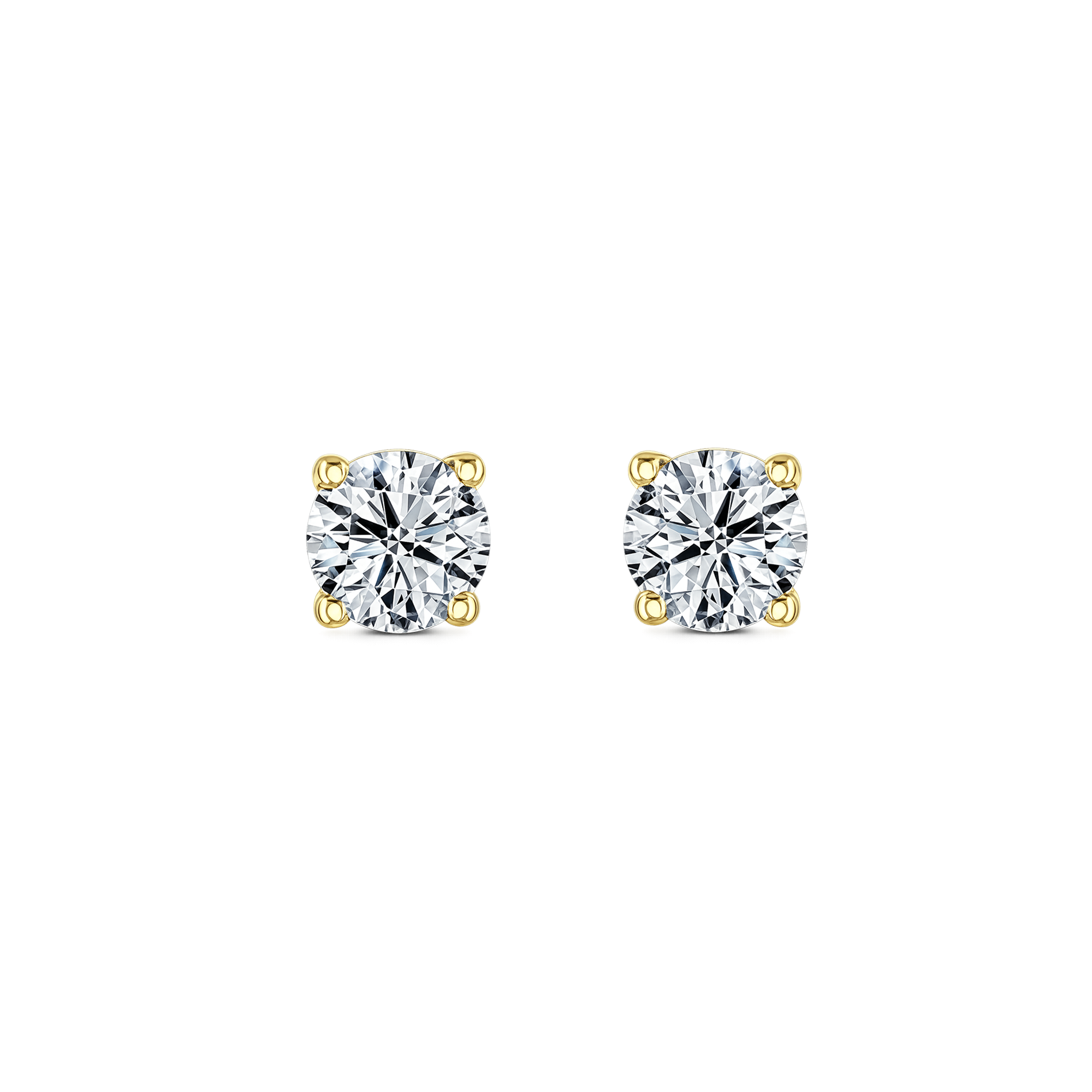 Lab Grown Diamond Four Claw Round Stud Earrings
