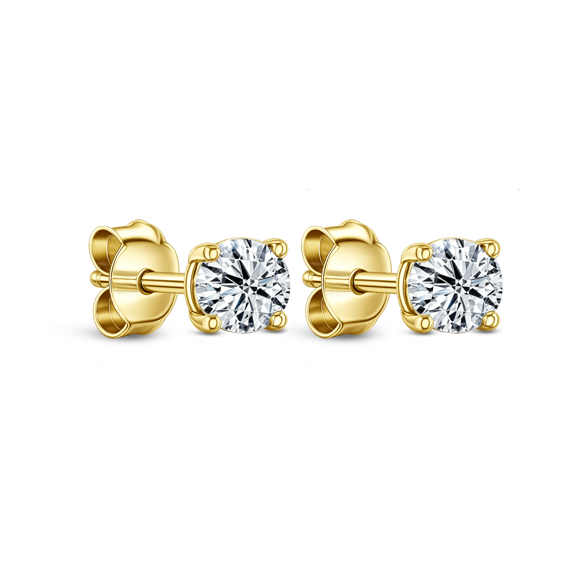 Lab Grown Diamond Four Claw Round Stud Earrings
