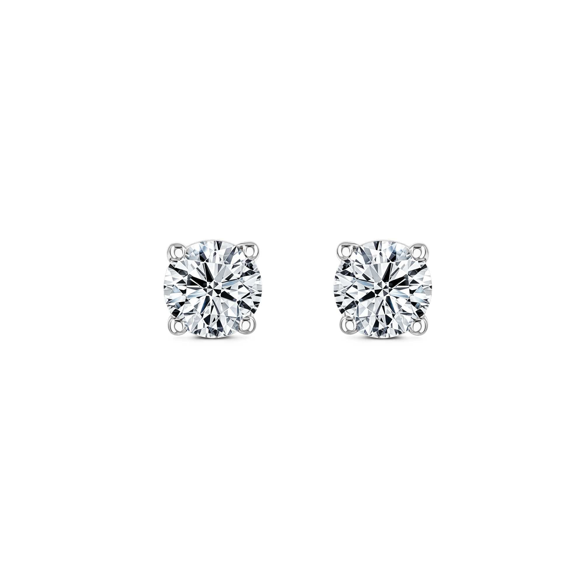 Lab Grown Diamond Four Claw Round Stud Earrings
