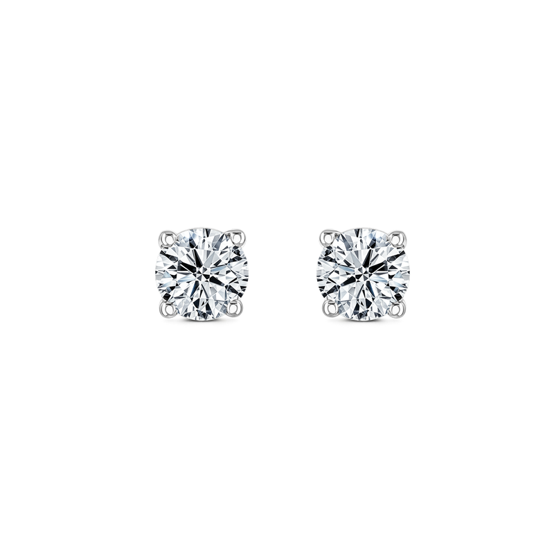 Lab Grown Diamond Four Claw Round Stud Earrings