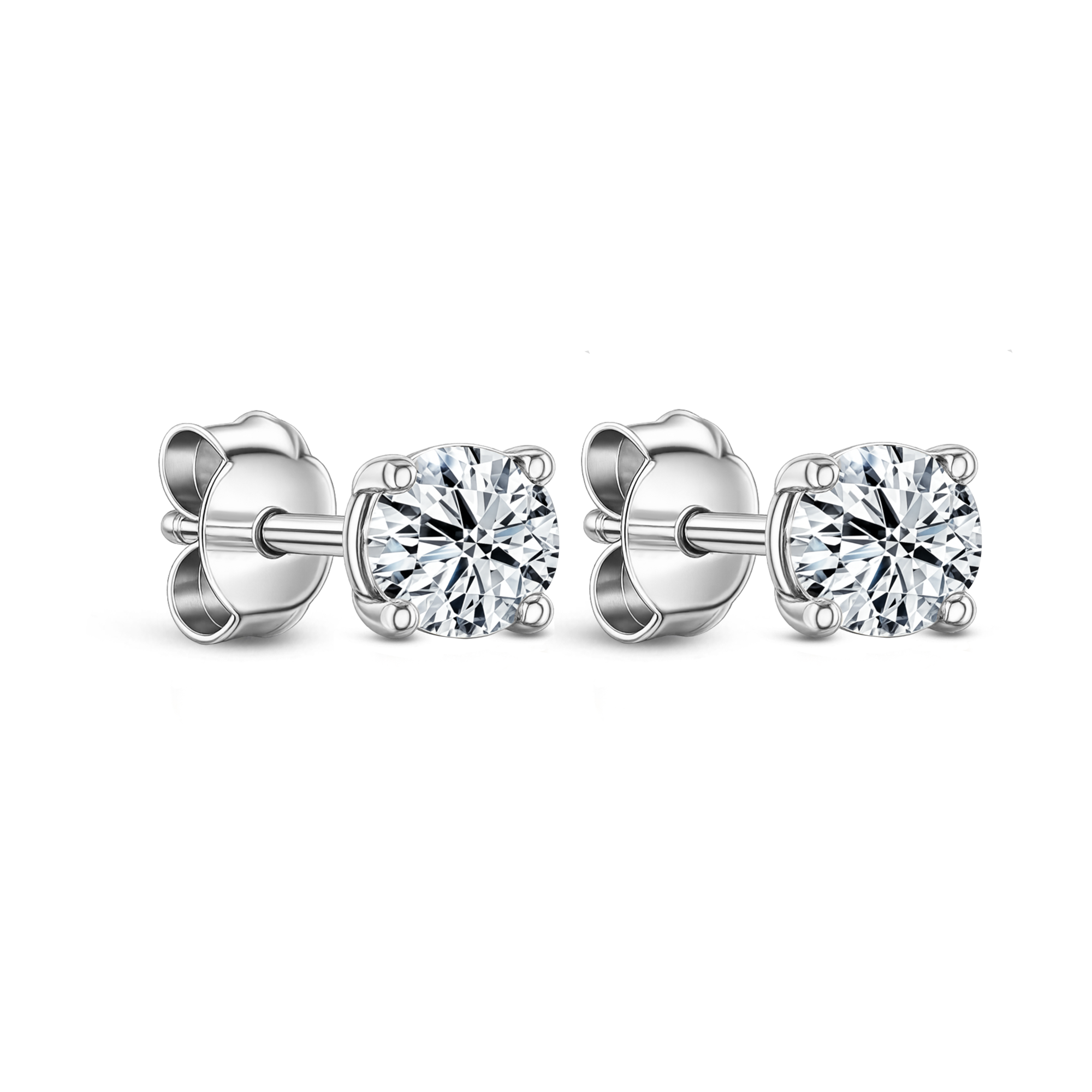 Lab Grown Diamond Four Claw Round Stud Earrings