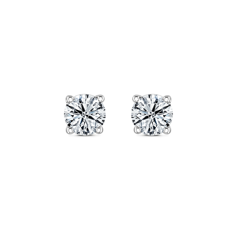 Lab Grown Diamond Four Claw Round Stud Earrings