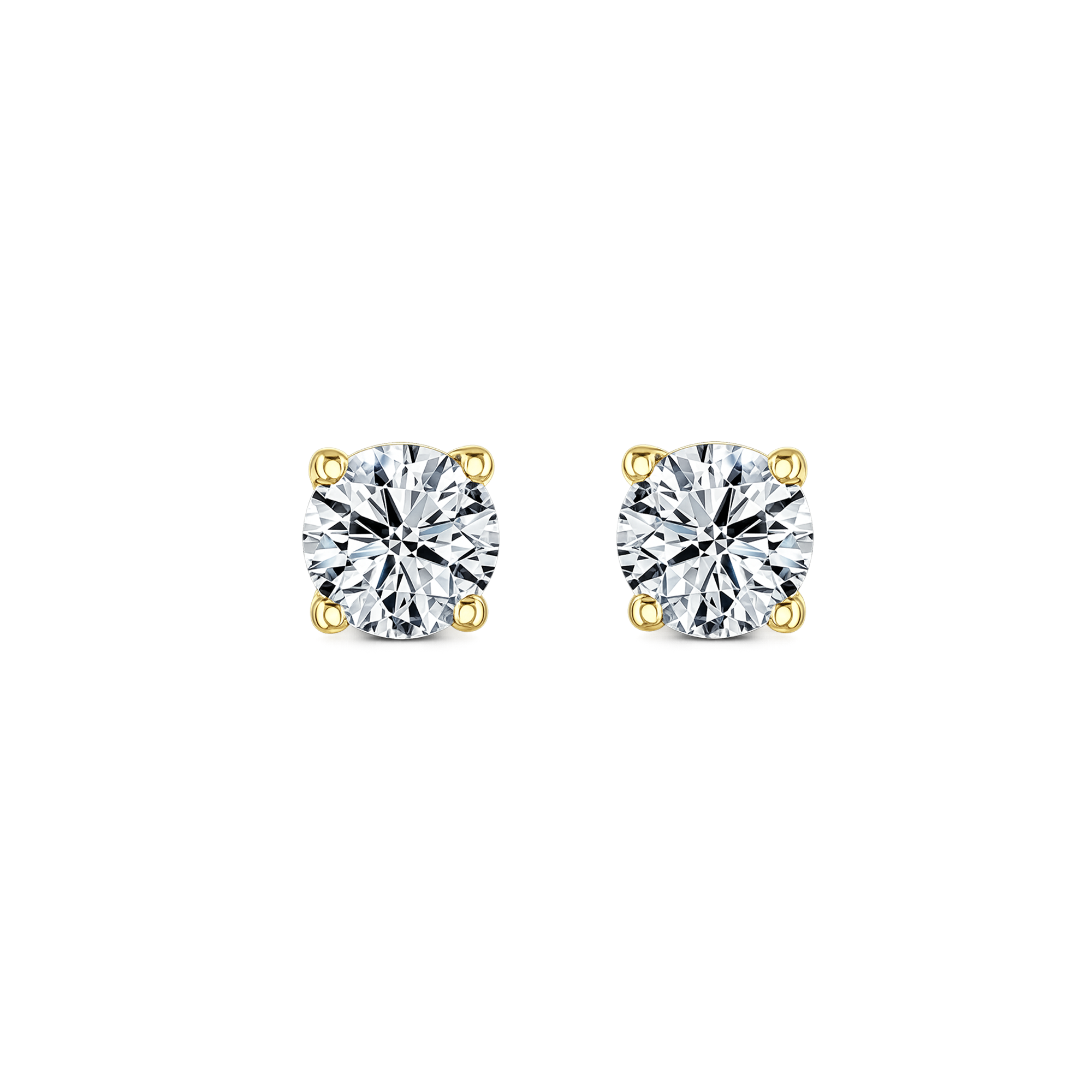 Lab Grown Diamond Four Claw Round Stud Earrings